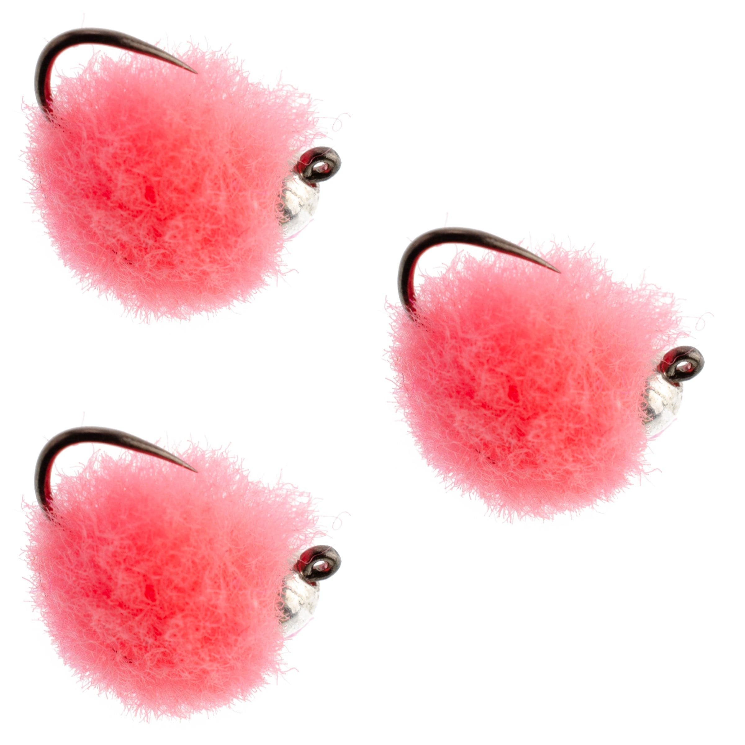 The Fly Fishing Place Trout Wet Flies 3 Pack Tungsten Bead Tactical Euro Hot Pink Jig Egg Barbless Czech Nymph Fly - Size 16