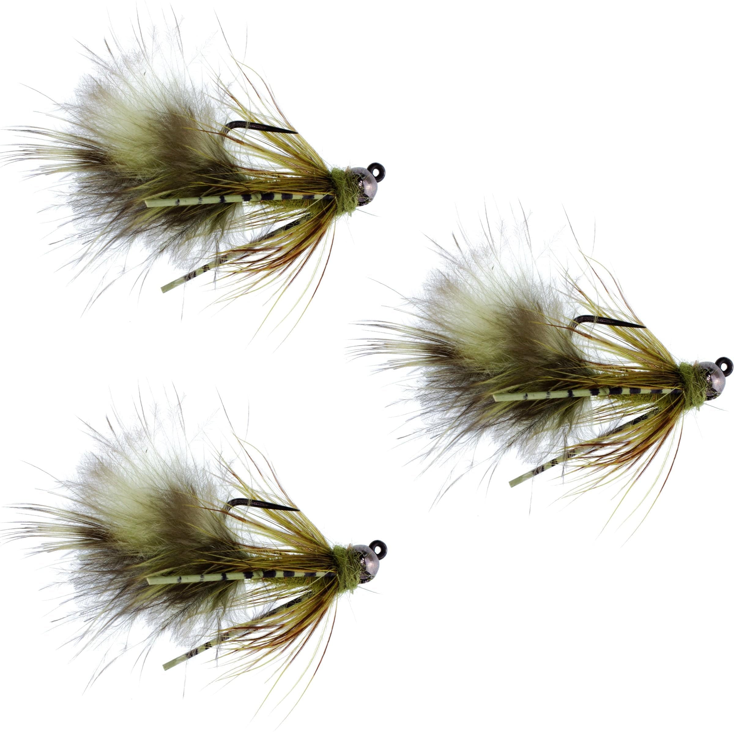 The Fly Fishing Place Trout Wet Flies 3 Pack Tungsten Bead Tactical Olive Mini Bugger Czech Nymph Euro Nymphing Fly - 3 Flies Size 8