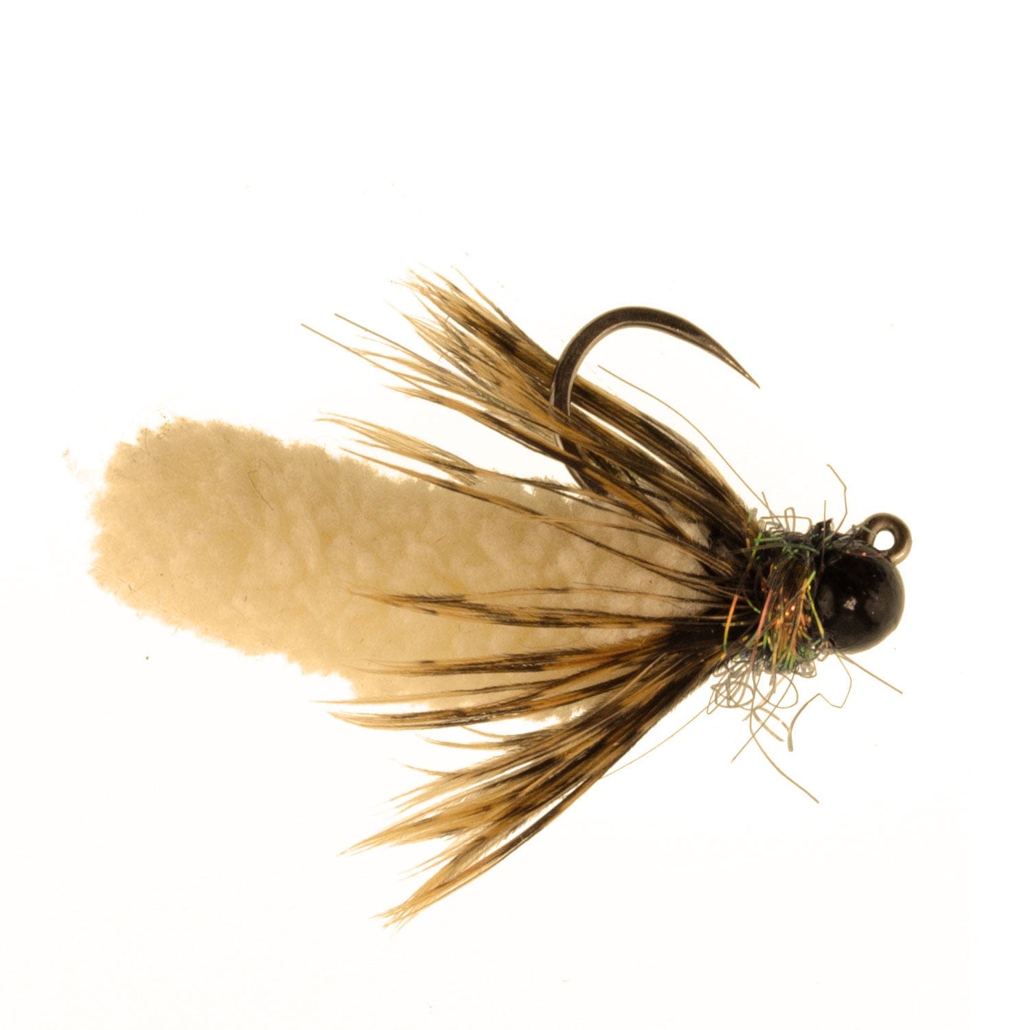 The Fly Fishing Place Trout Wet Flies 3 Pack Tungsten Bead Tan Mop Fly Tactical Jig Czech Euro Nymph Barbless Fly - Size 14