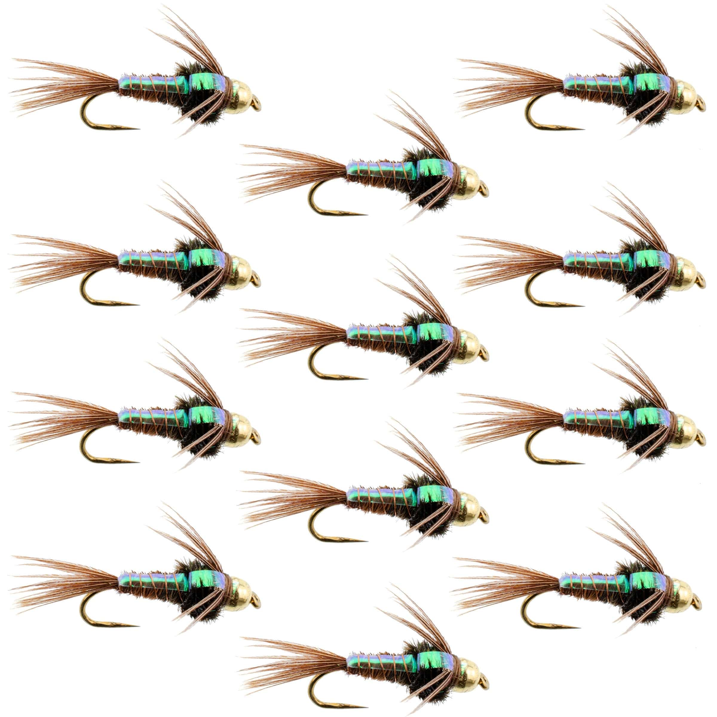 The Fly Fishing Place Trout Wet Flies Barbless Bead Head Flashback Pheasant Tail Nymph Fly 1 Dozen Flies Hook Size 14