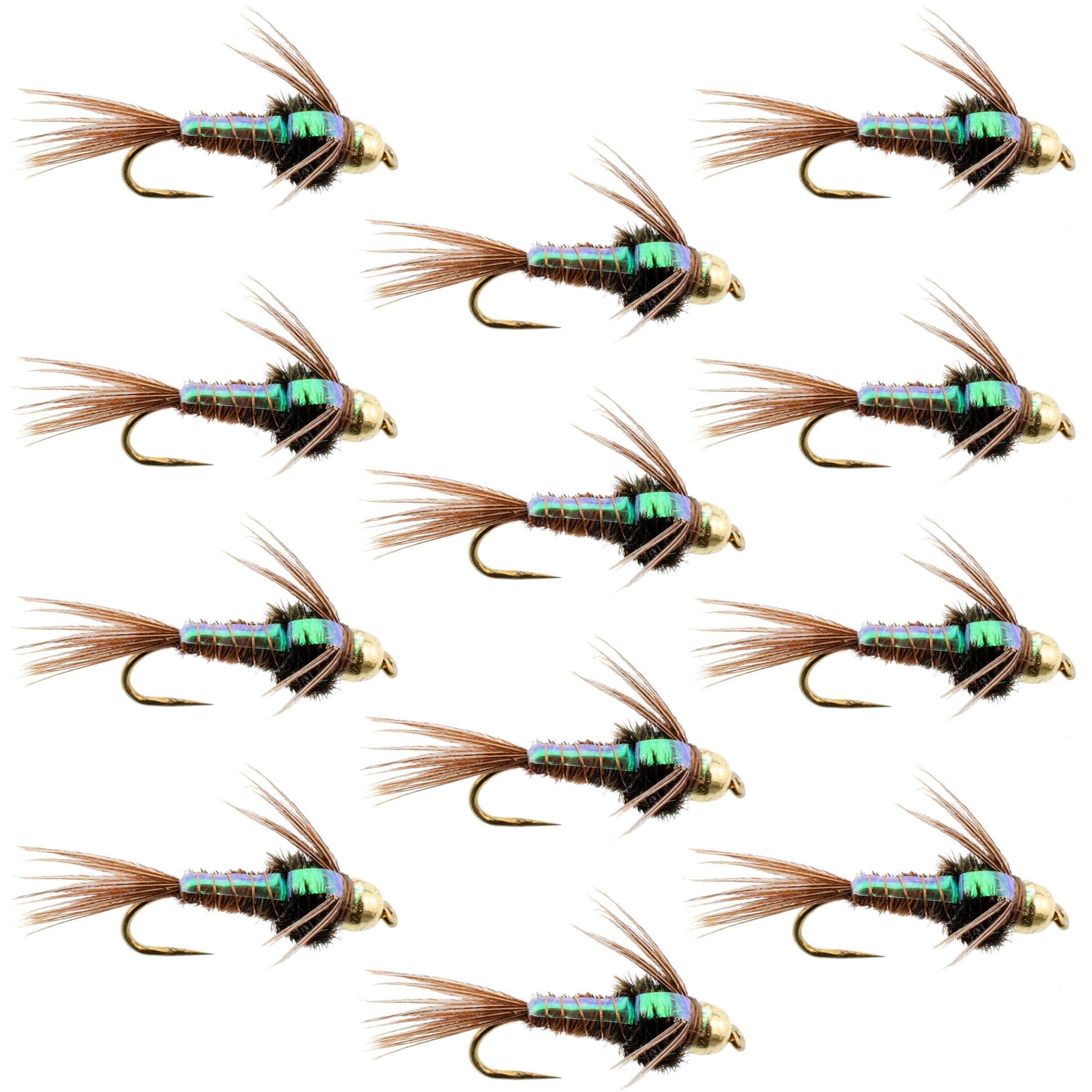 The Fly Fishing Place Trout Wet Flies Barbless Bead Head Flashback Pheasant Tail Nymph Fly 1 Dozen Flies Hook Size 16
