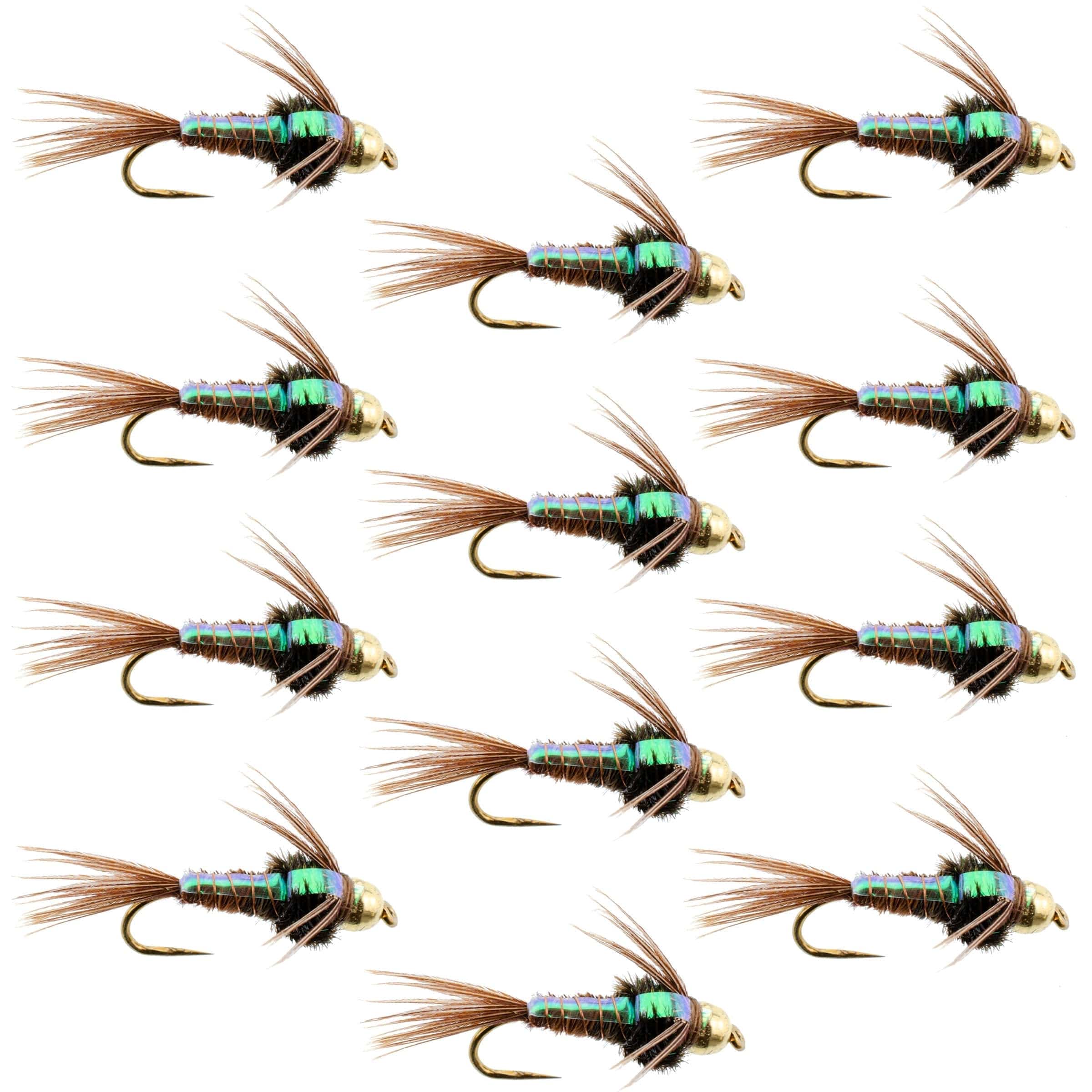 The Fly Fishing Place Trout Wet Flies Barbless Bead Head Flashback Pheasant Tail Nymph Fly 1 Dozen Flies Hook Size 18