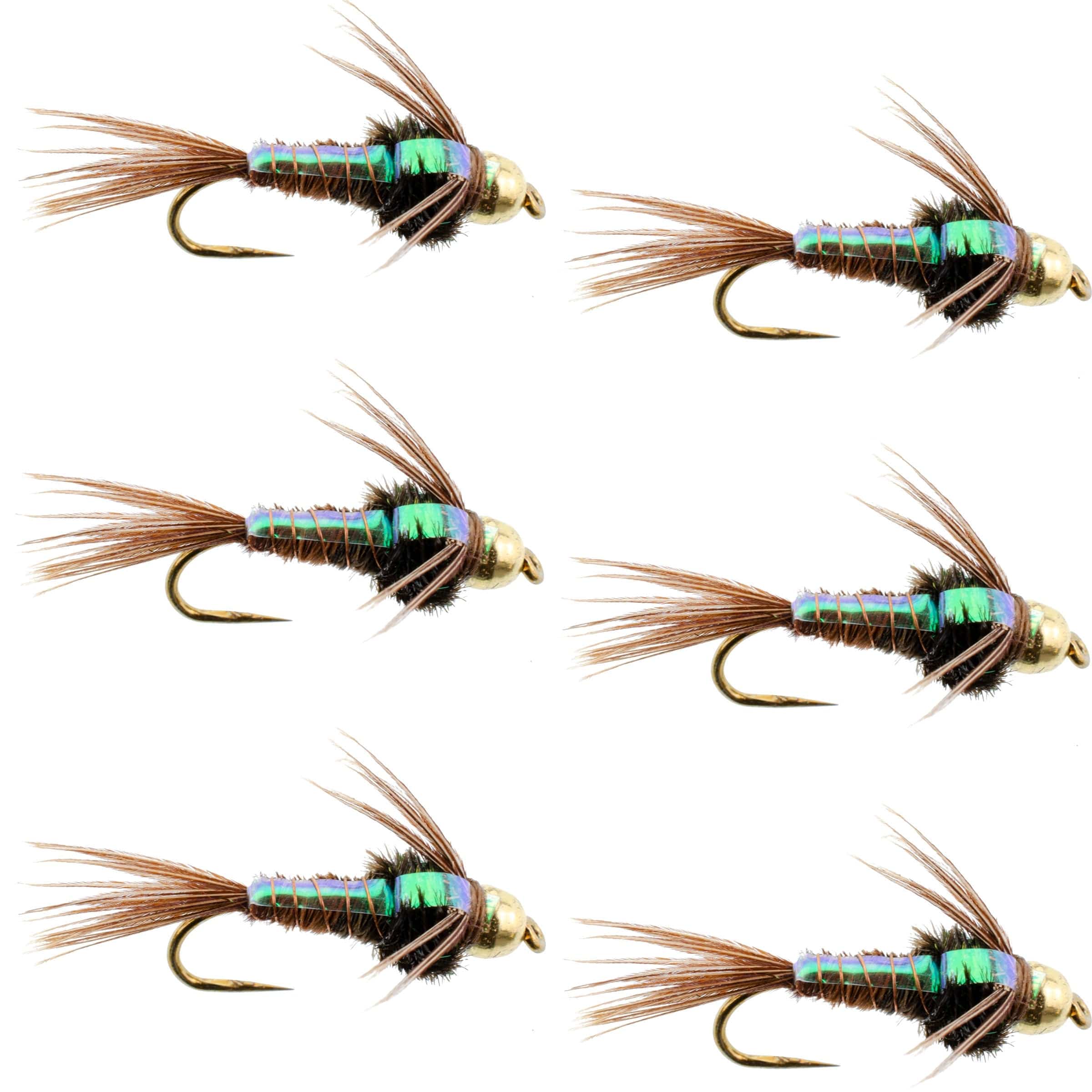 The Fly Fishing Place Trout Wet Flies Barbless Bead Head Flashback Pheasant Tail Nymph Fly 6 Flies Hook Size 12