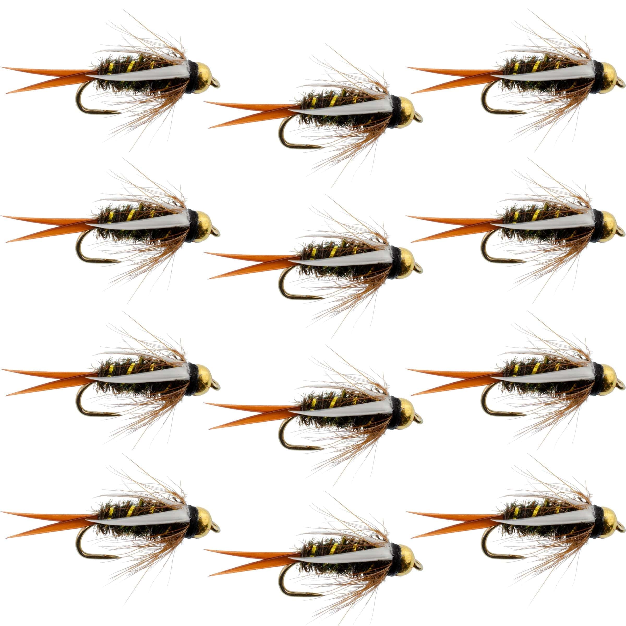 The Fly Fishing Place Trout Wet Flies Barbless Bead Head Prince Nymph Fly Fishing Flies - 1 Dozen Flies Hook Size 12