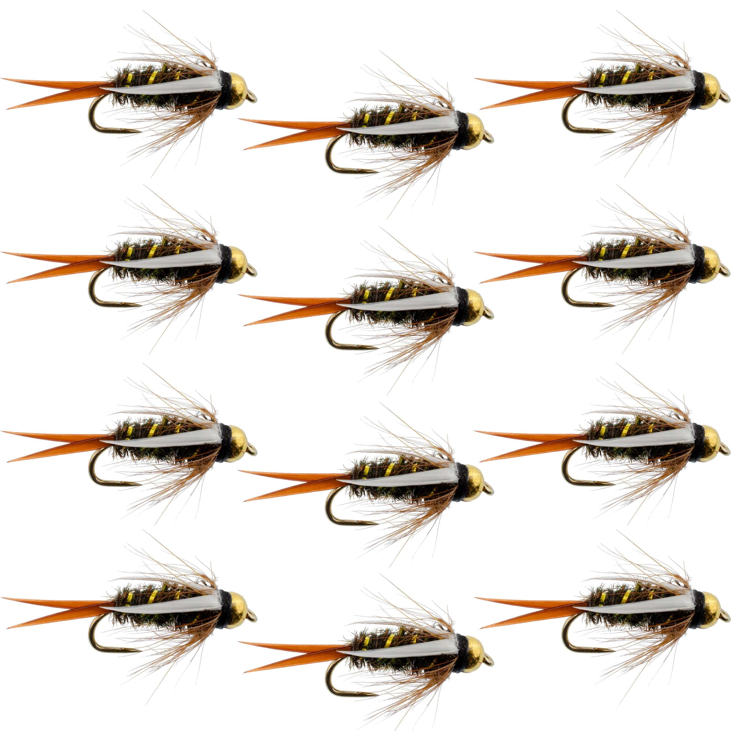 The Fly Fishing Place Trout Wet Flies Barbless Bead Head Prince Nymph Fly Fishing Flies - 1 Dozen Flies Hook Size 16