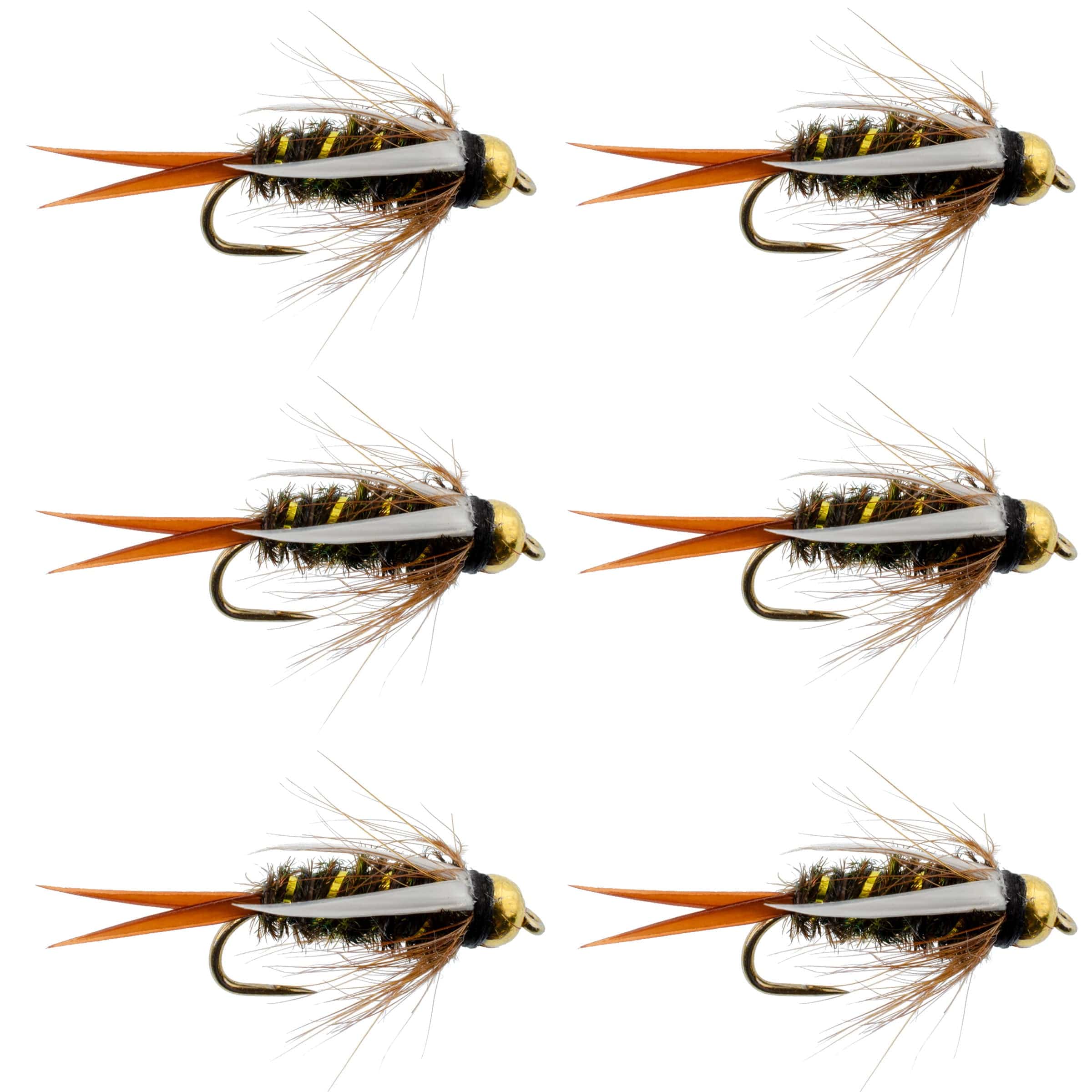 The Fly Fishing Place Trout Wet Flies Barbless Bead Head Prince Nymph Fly Fishing Flies - Set of 6 Flies Hook Size 12