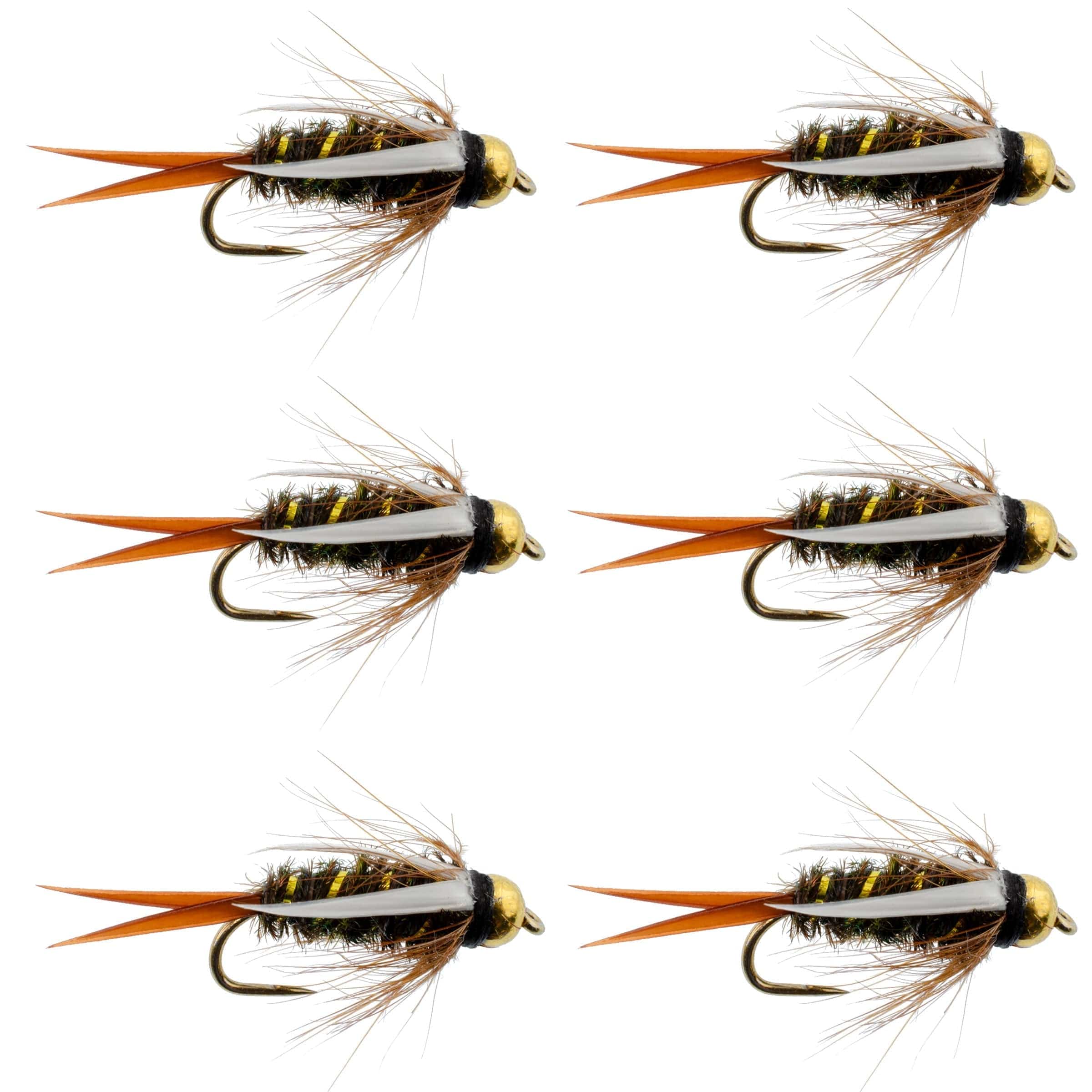 The Fly Fishing Place Trout Wet Flies Barbless Bead Head Prince Nymph Fly Fishing Flies - Set of 6 Flies Hook Size 14