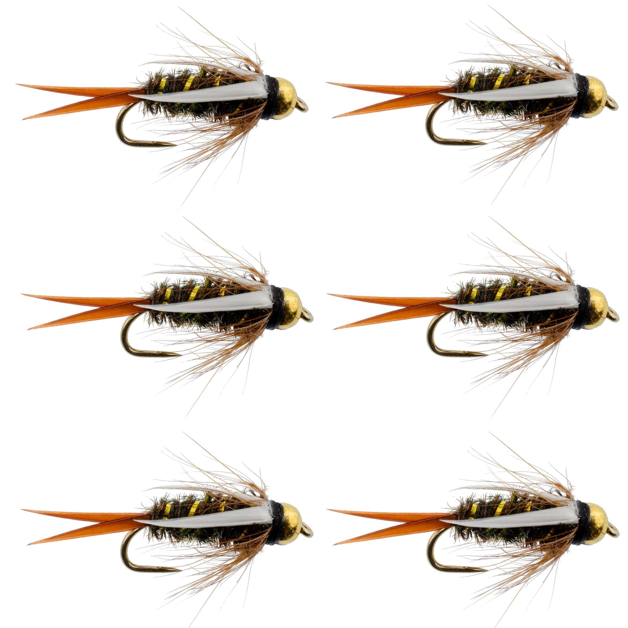 The Fly Fishing Place Trout Wet Flies Barbless Bead Head Prince Nymph Fly Fishing Flies - Set of 6 Flies Hook Size 16