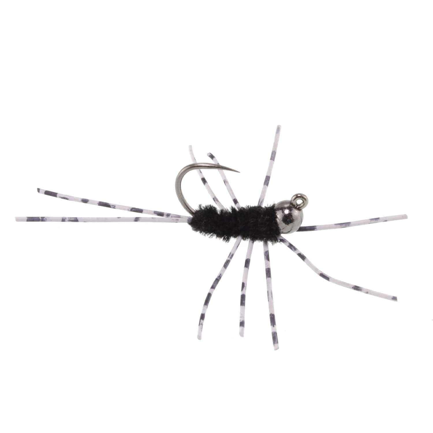 The Fly Fishing Place Trout Wet Flies Barbless Pat's Barred Rubber Legs Tungsten Bead Jigged Black Euro Nymph  - Set of 12 Flies Hook Size 6