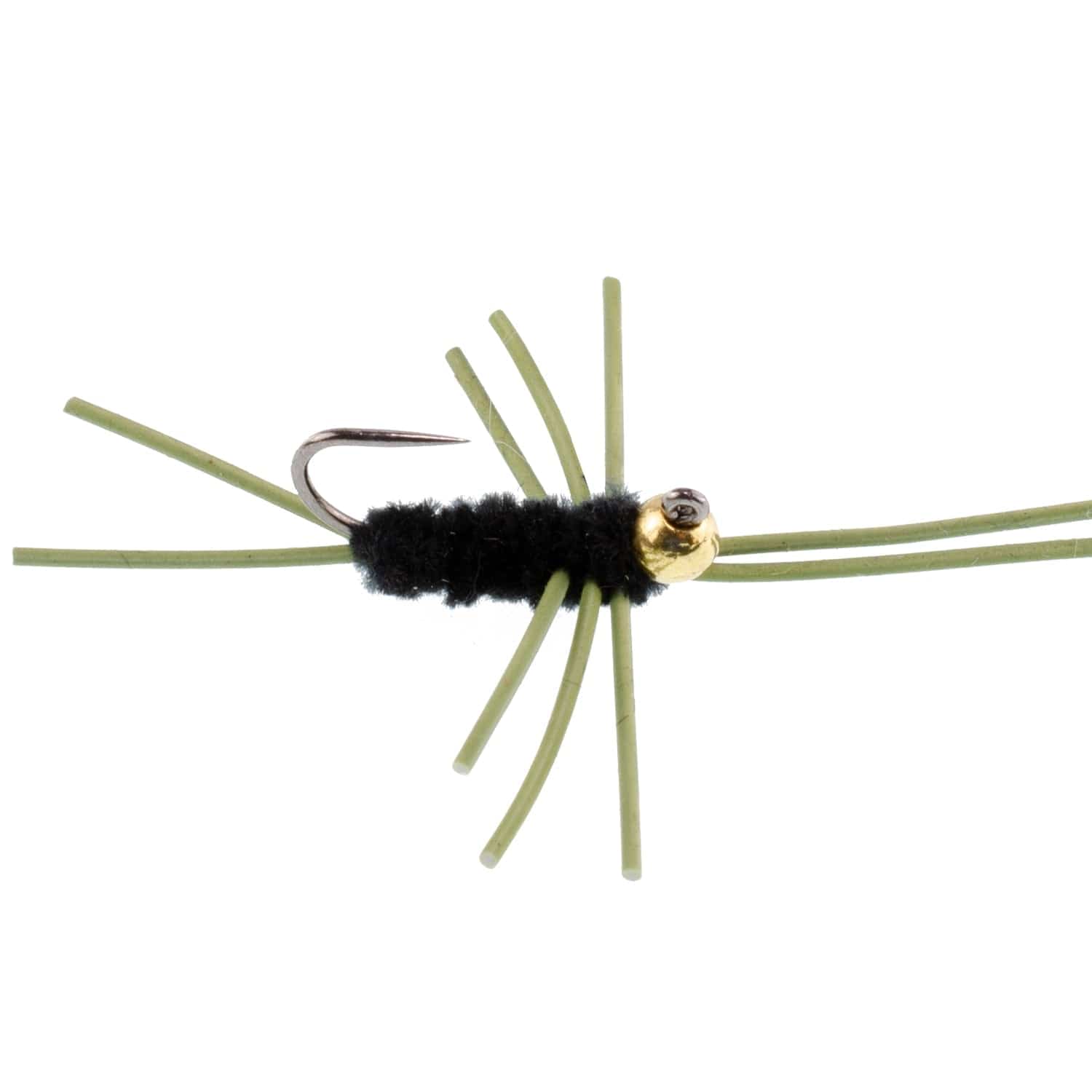 The Fly Fishing Place Trout Wet Flies Barbless Pat's Rubber Legs Tungsten Bead Jigged Black Euro Nymph  - Set of 12 Flies Hook Size 10