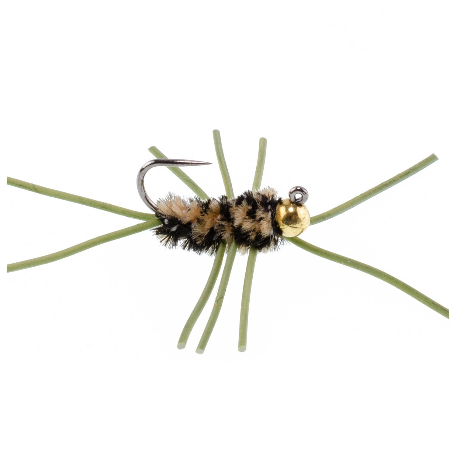The Fly Fishing Place Trout Wet Flies Barbless Pat's Rubber Legs Tungsten Bead Jigged Coffee/Black Euro Nymph  - Set of 12 Flies Hook Size 10
