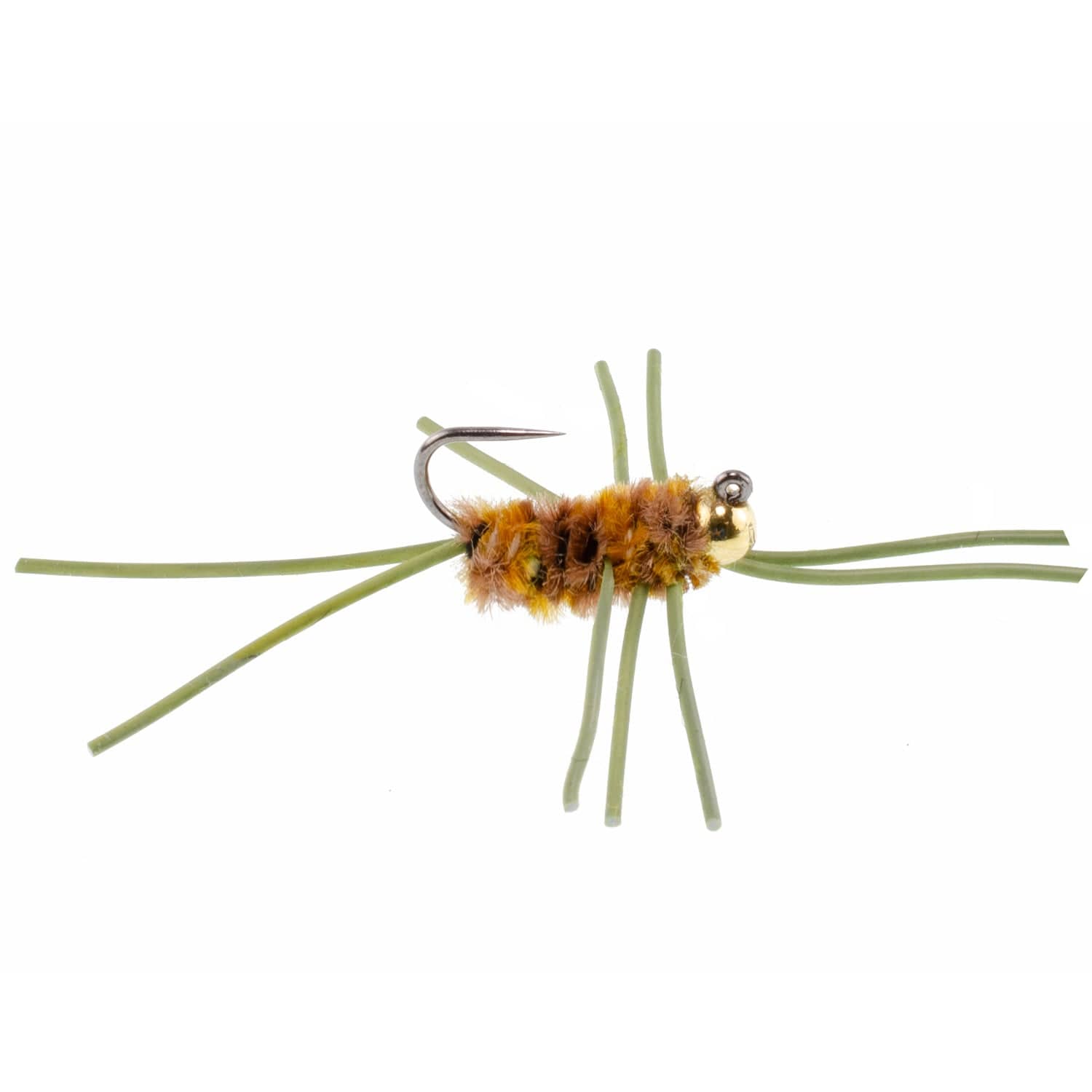 The Fly Fishing Place Trout Wet Flies Barbless Pat's Rubber Legs Tungsten Bead Jigged Coffee/Tan Euro Nymph  - Set of 12 Flies Hook Size 10
