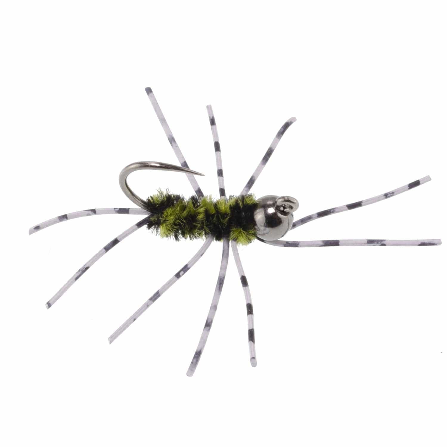 The Fly Fishing Place Trout Wet Flies Barbless Pat's Rubber Legs Tungsten Bead Jigged  Olive/Black Euro Nymph  - Set of 6 Flies Hook Size 10