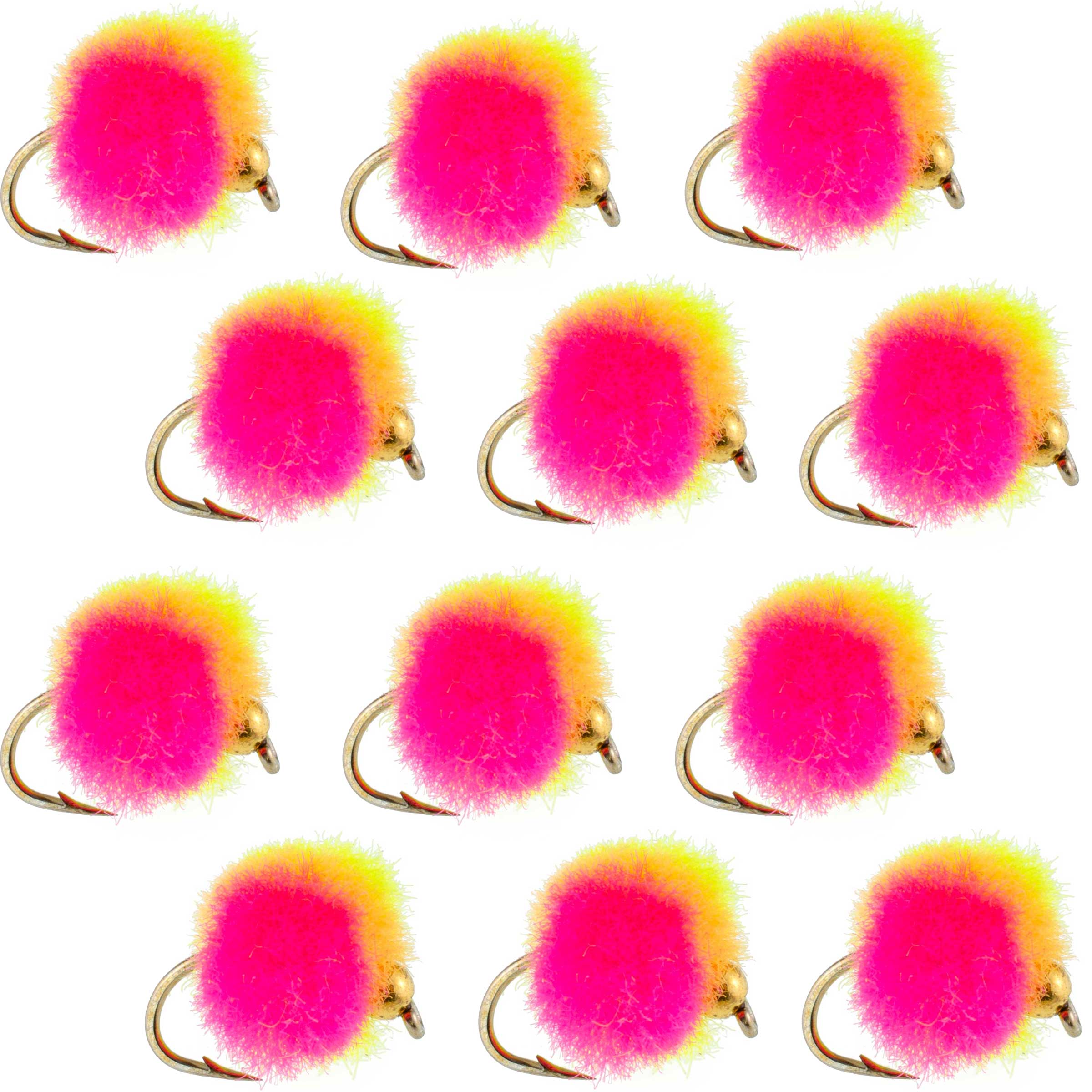 The Fly Fishing Place Trout Wet Flies Bead Head Clown Egg Fly Fishing Flies - 1 Dozen Flies Hook Size 16