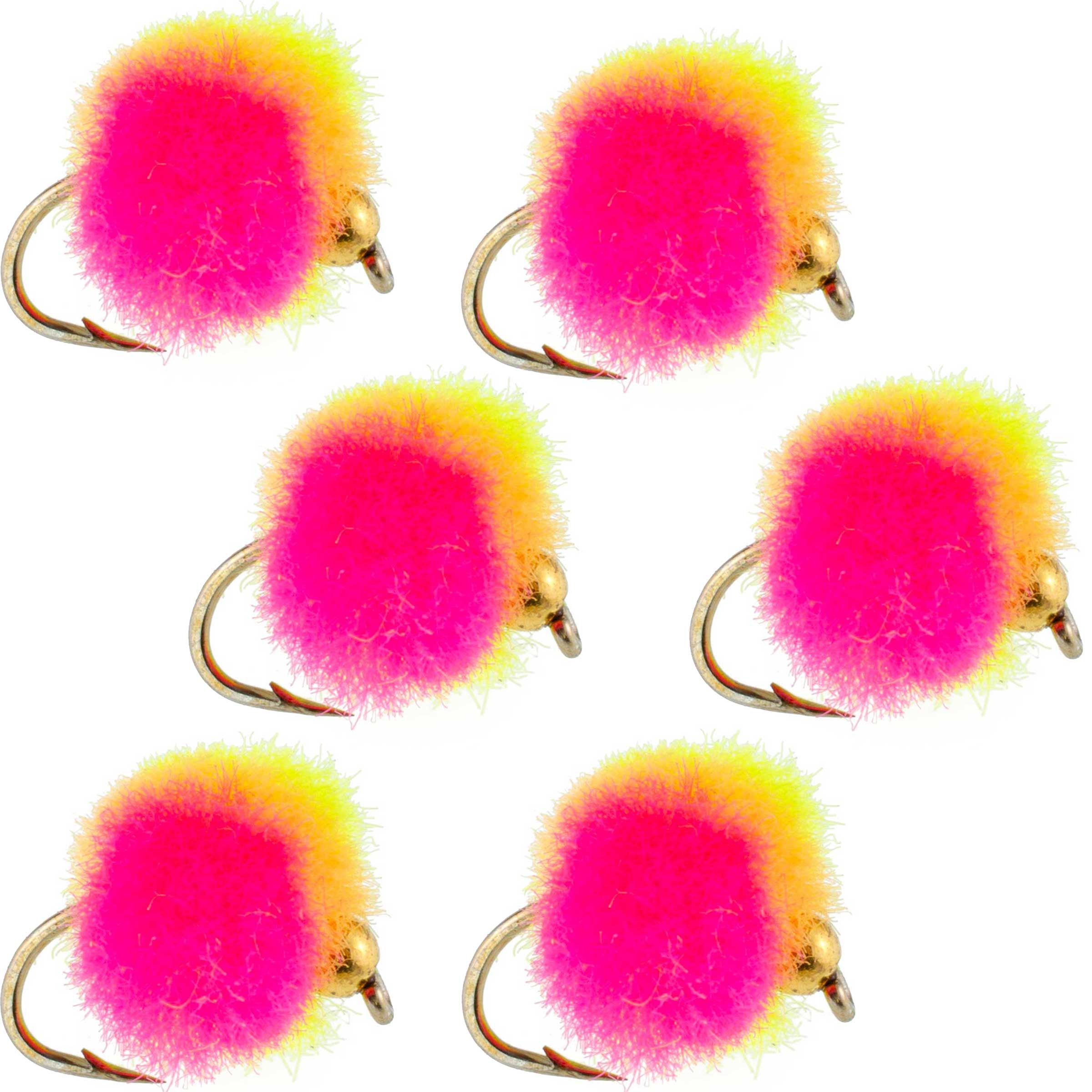 The Fly Fishing Place Trout Wet Flies Bead Head Clown Egg Fly Fishing Flies - 6 Flies Hook Size 16