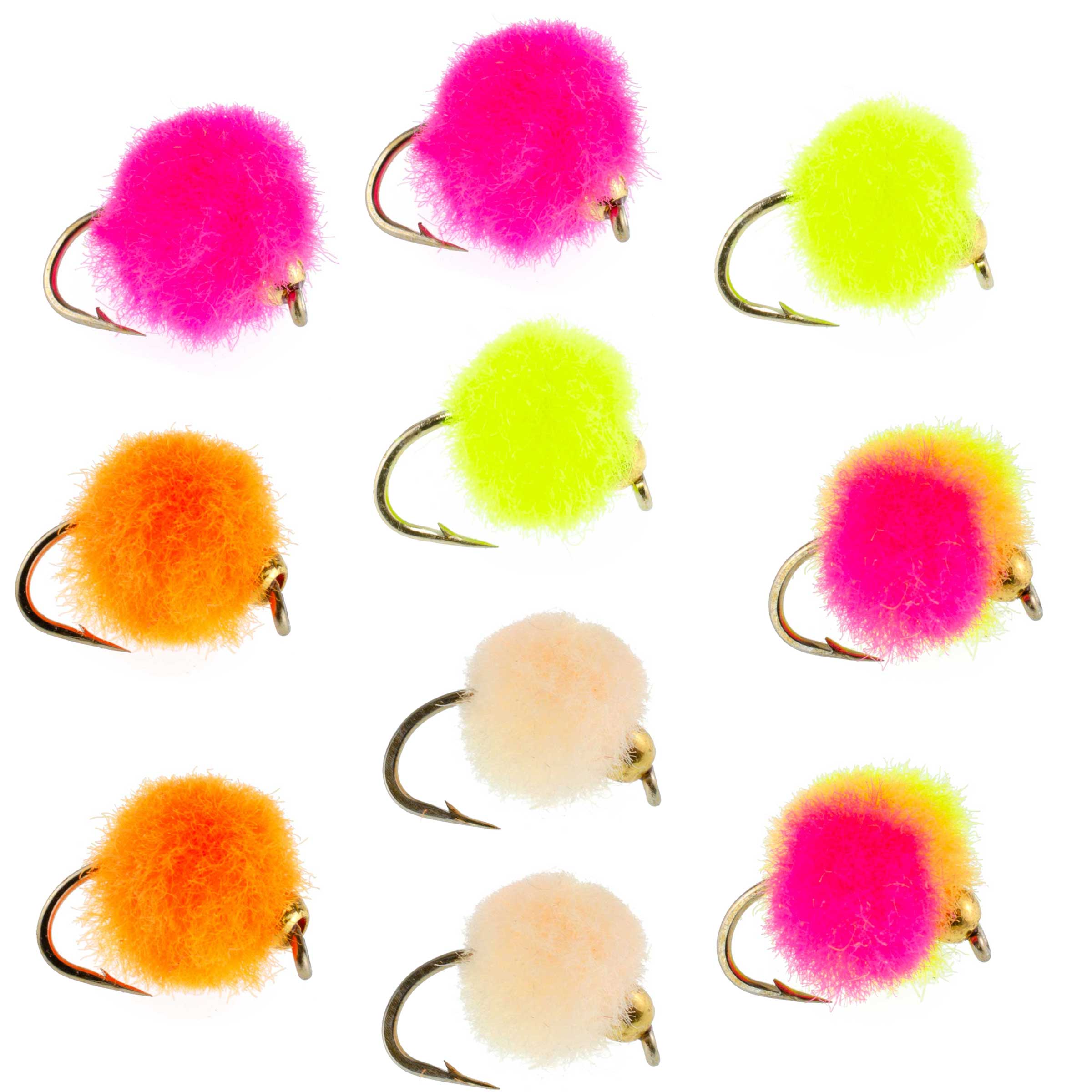 The Fly Fishing Place Trout Wet Flies Bead Head Egg Assortment Fly Fishing Flies - 10 Flies -  5 Colors Hook Size 16