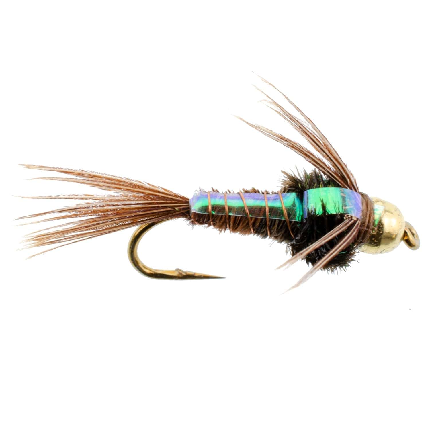 The Fly Fishing Place Trout Wet Flies Bead Head Flash Back Pheasant Tail Nymph Fly Fishing Flies - 6 Flies Hook Size 14