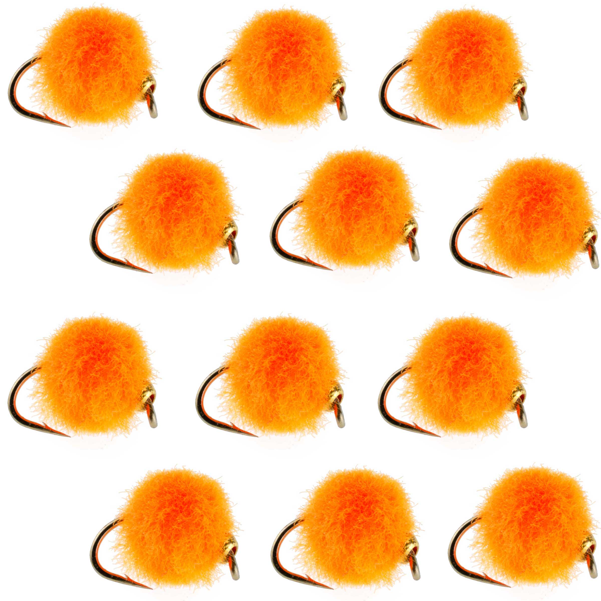The Fly Fishing Place Trout Wet Flies Bead Head Hot Orange Egg Fly Fishing Flies - 1 Dozen Flies Hook Size 16