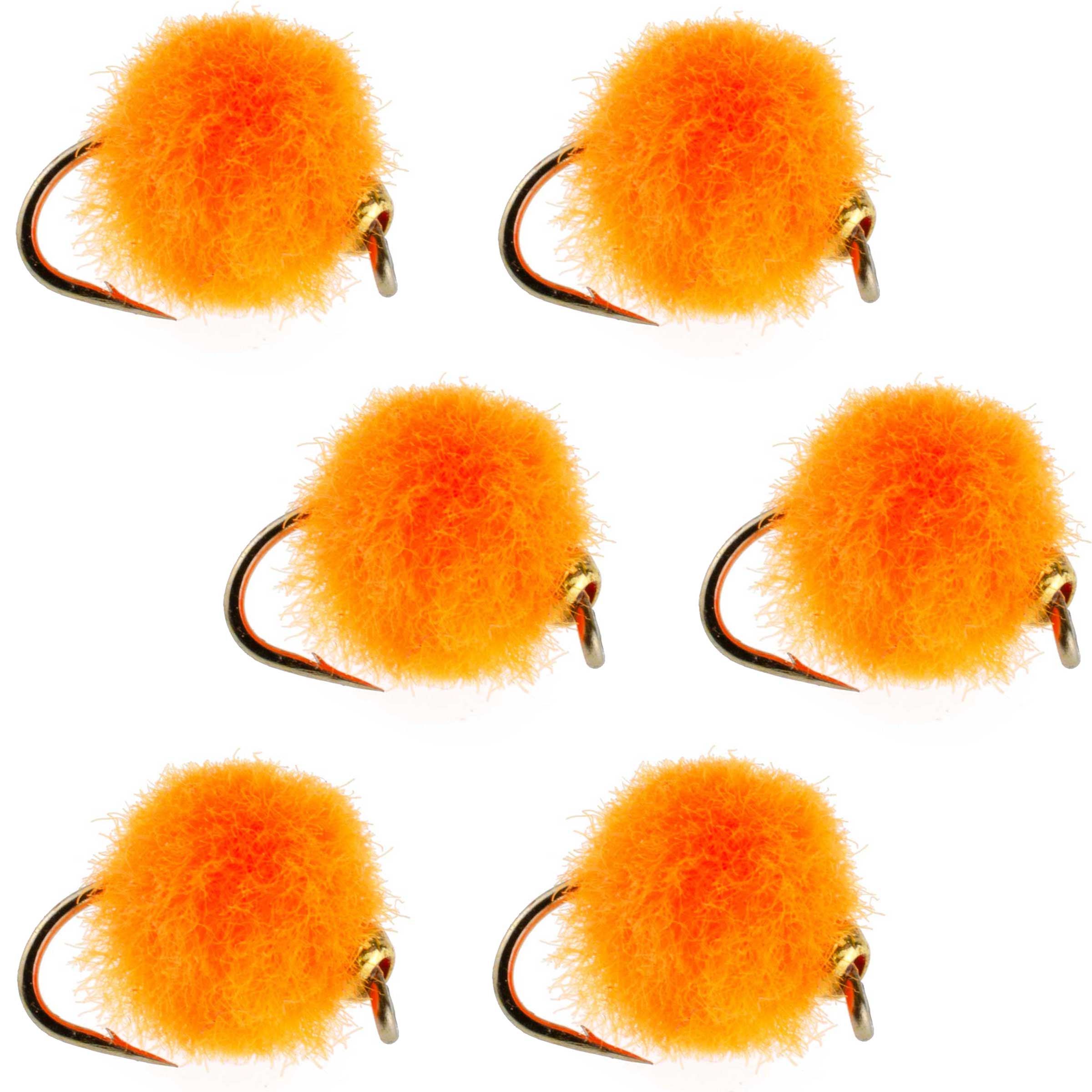 The Fly Fishing Place Trout Wet Flies Bead Head Hot Orange Egg Fly Fishing Flies - 6 Flies Hook Size 16