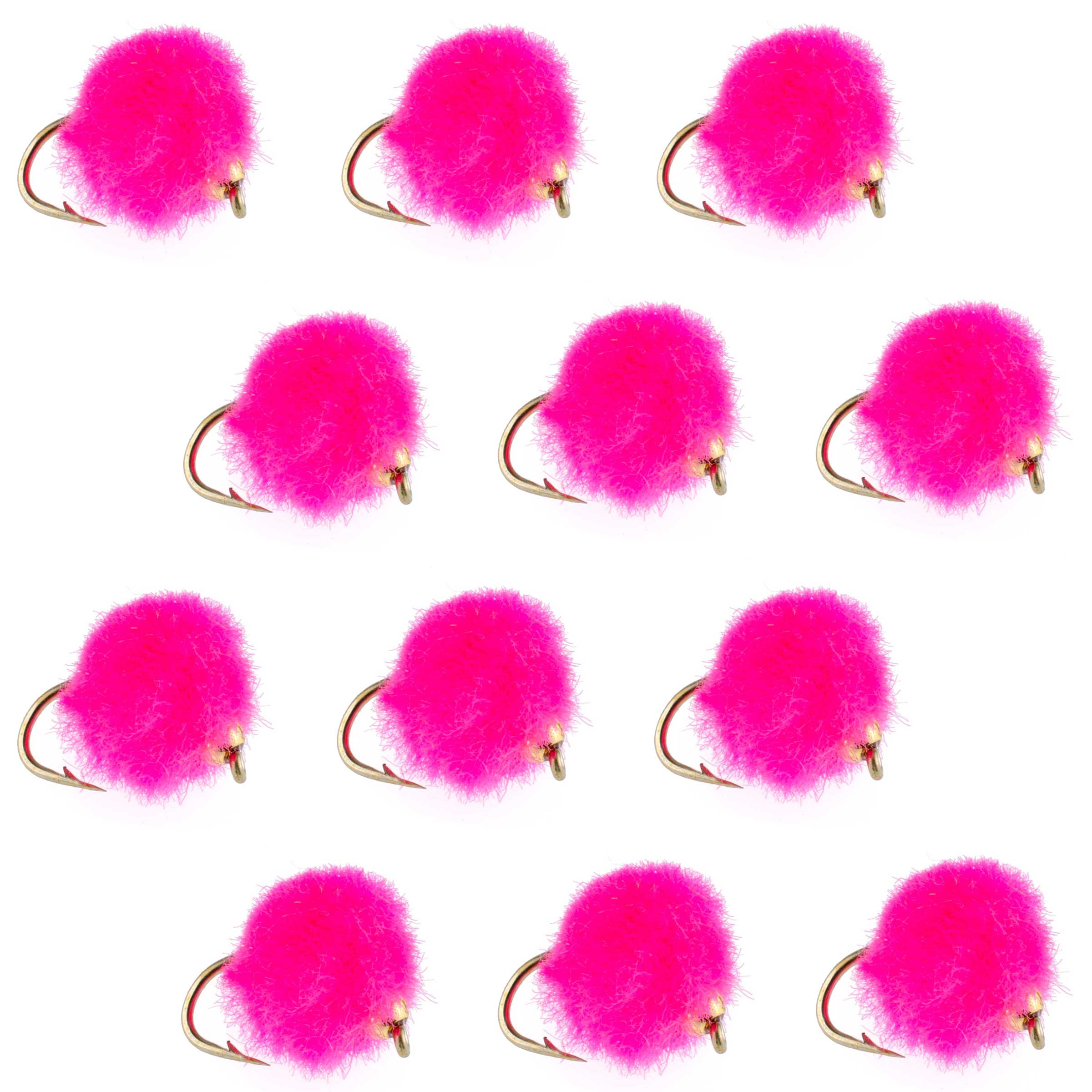 The Fly Fishing Place Trout Wet Flies Bead Head Hot Pink Egg Fly Fishing Flies - 1 Dozen Flies Hook Size 16