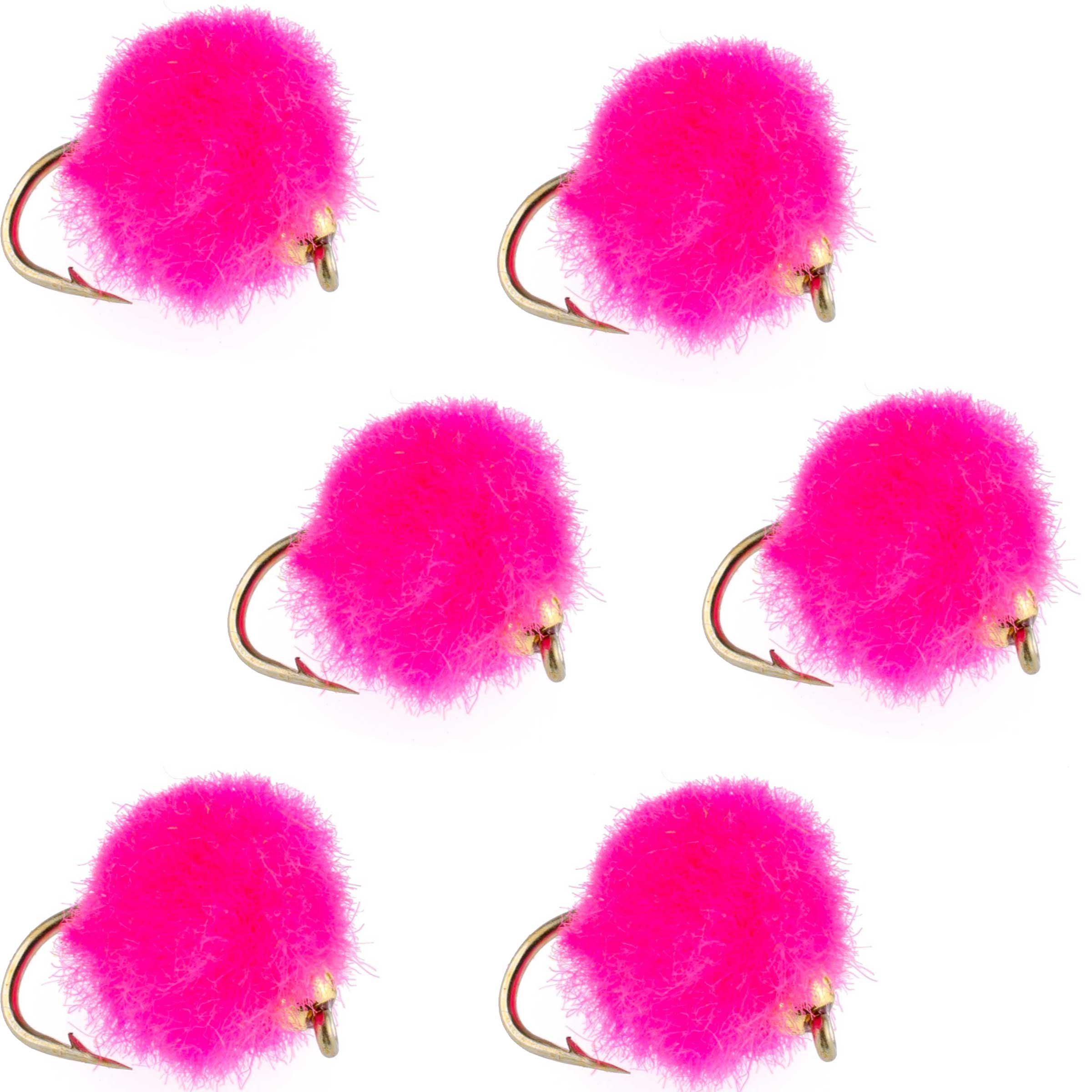 The Fly Fishing Place Trout Wet Flies Bead Head Hot Pink Egg Fly Fishing Flies - 6 Flies Hook Size 16