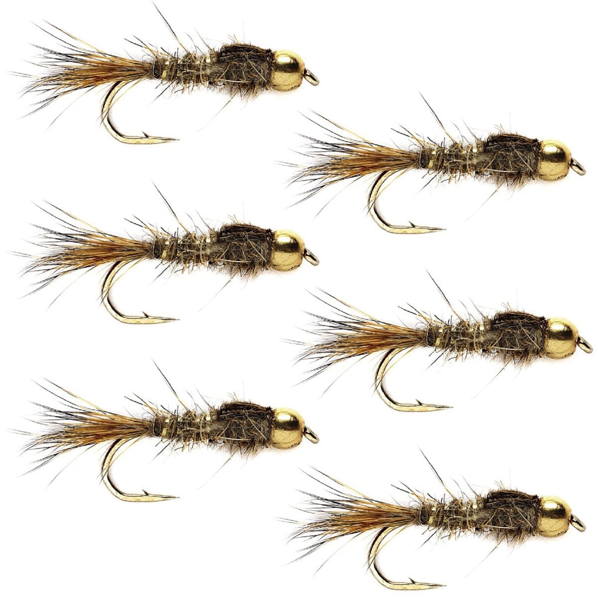 The Fly Fishing Place Trout Wet Flies Bead Head Nymph Fly Fishing Flies - Gold Ribbed Hare's Ear Trout Fly - Nymph Wet Fly - 6 Flies Hook Size 10