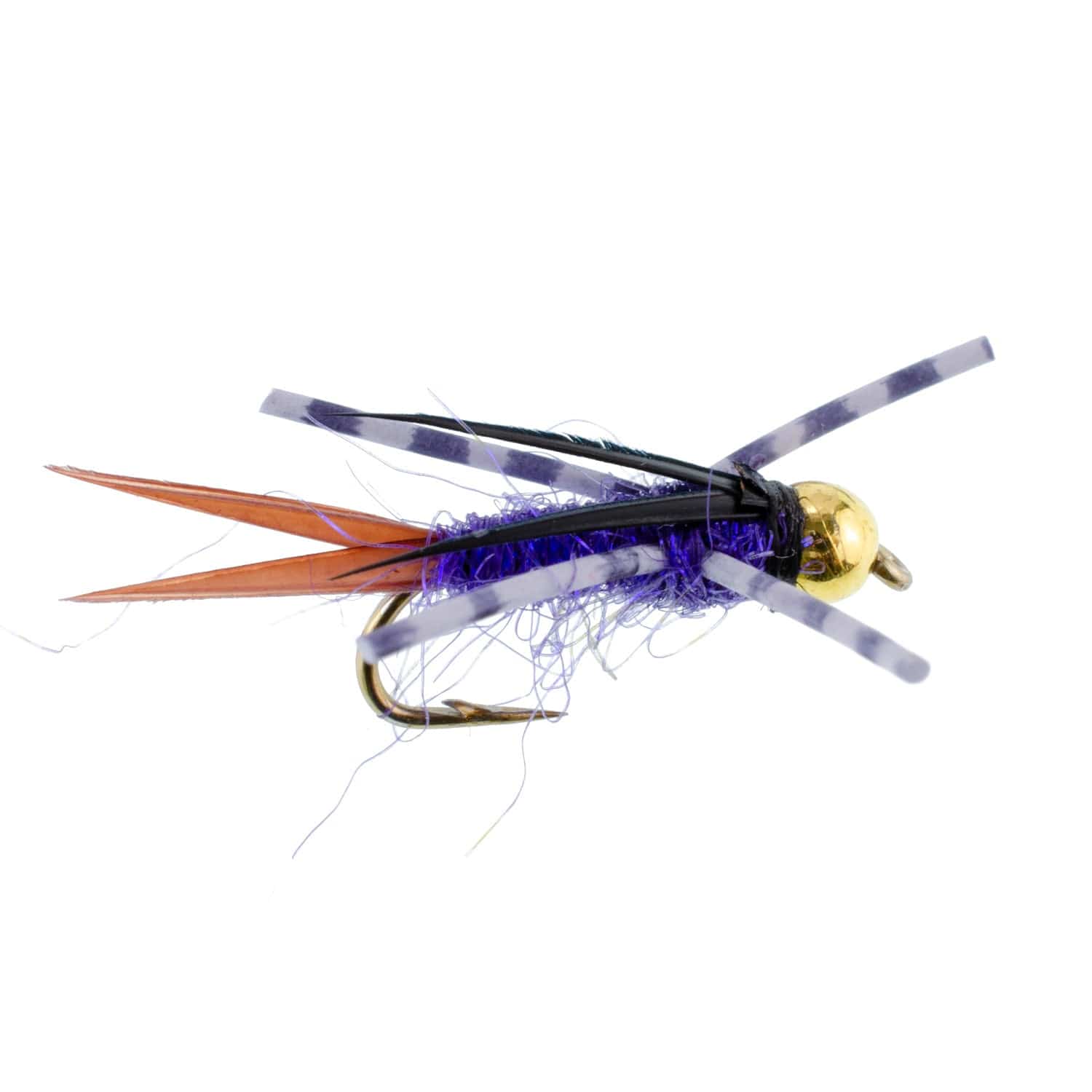 The Fly Fishing Place Trout Wet Flies Bead Head Purple Batman Rubber Legs Nymph Fly - 12 Flies Hook Size 14