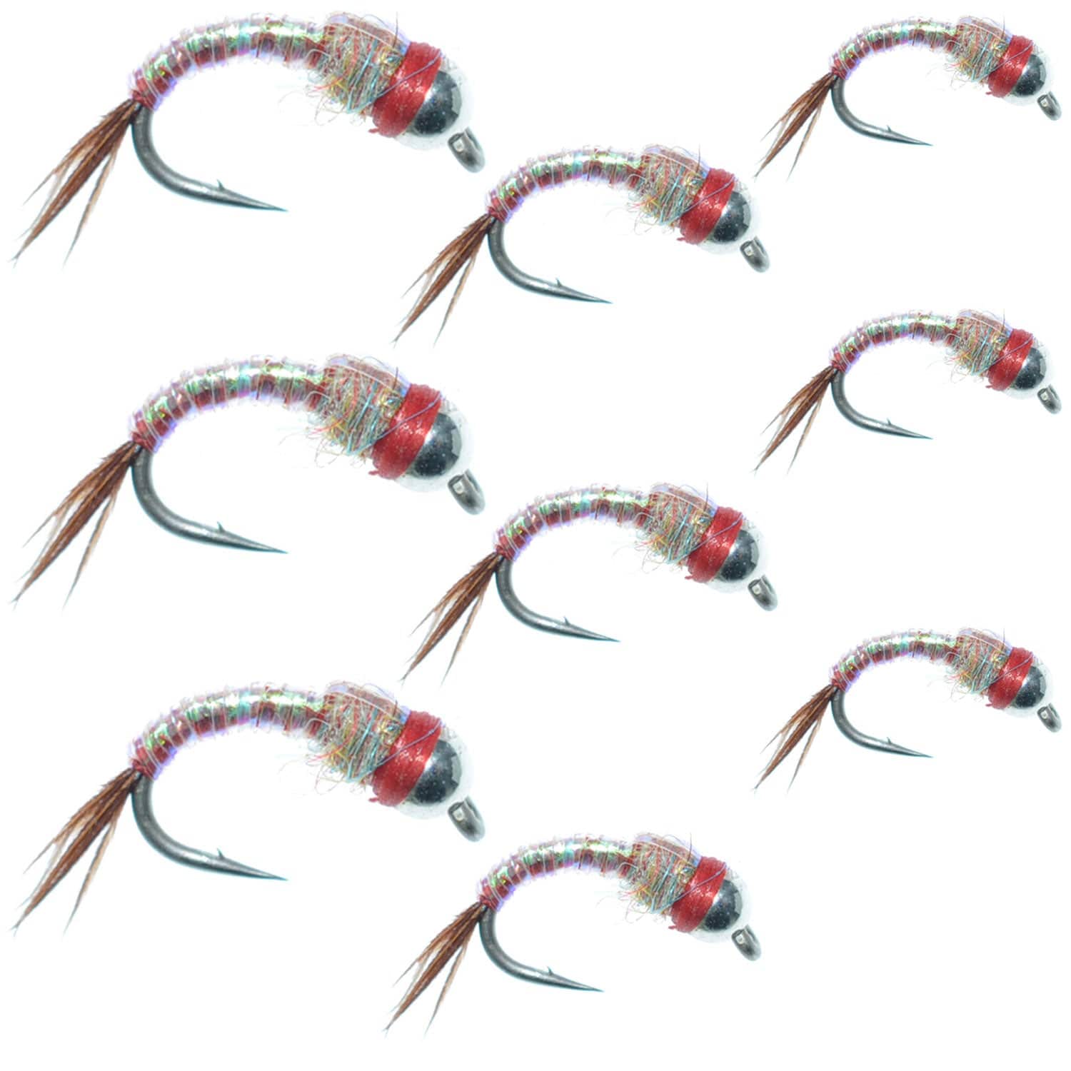 The Fly Fishing Place Trout Wet Flies Bead Head Rainbow Warrior Midge Assortment  - Silver Bead Head - 3 Each of 3 Sizes 14, 16, 18