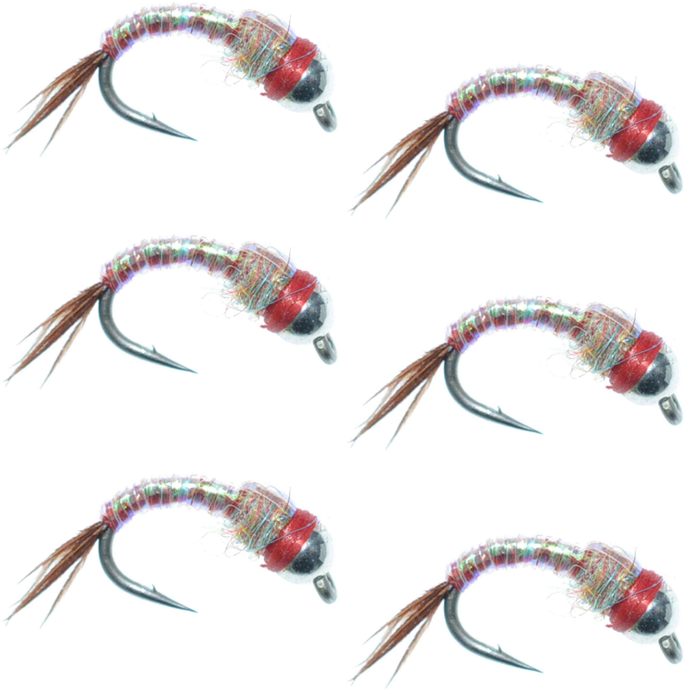 The Fly Fishing Place Trout Wet Flies Bead Head Rainbow Warrior Nymph Fly Fishing Flies 6 Flies Hook Size 18
