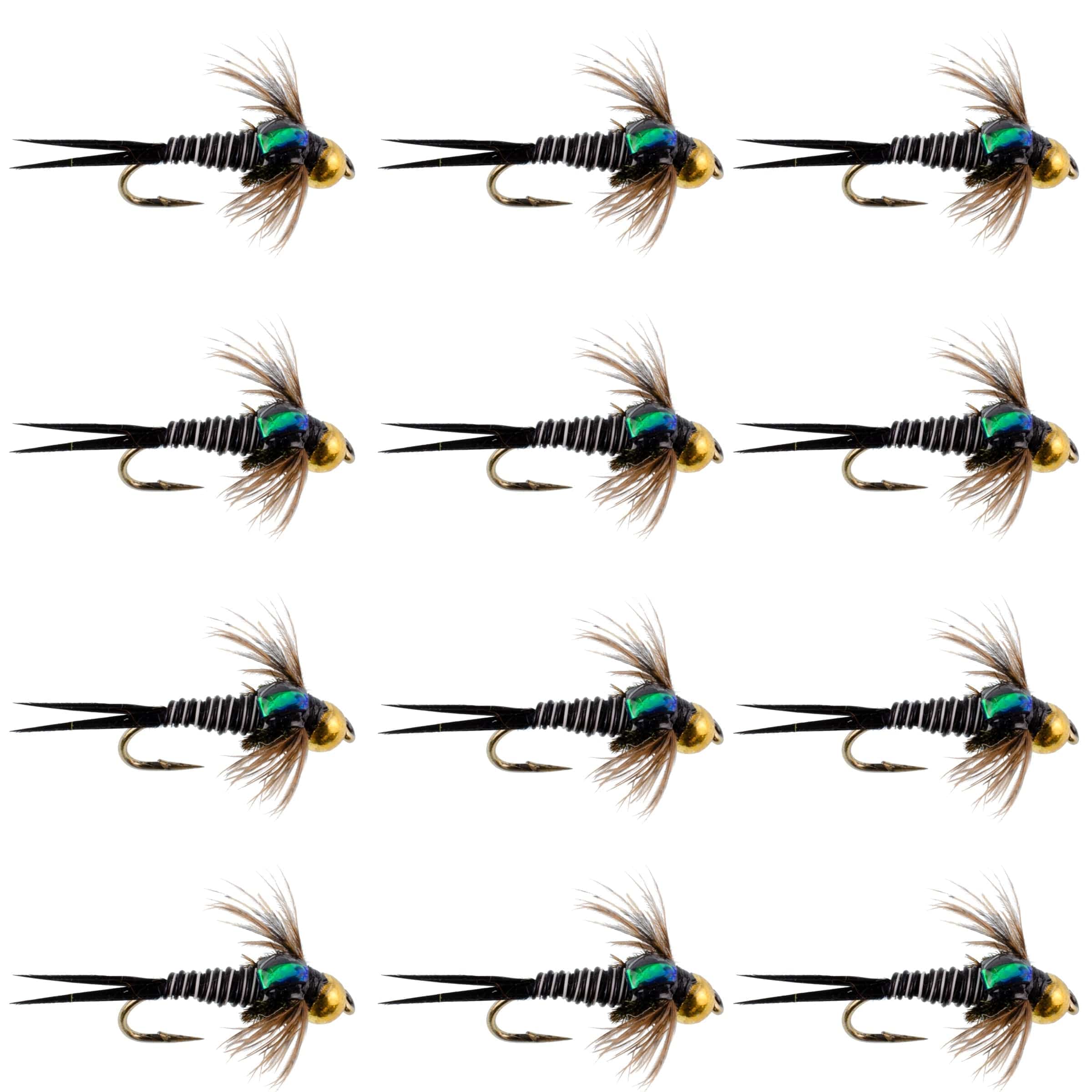 The Fly Fishing Place Trout Wet Flies Bead Head Zebra Copper John Nymph Fly Fishing Flies - 1 Dozen Flies Hook Size 16