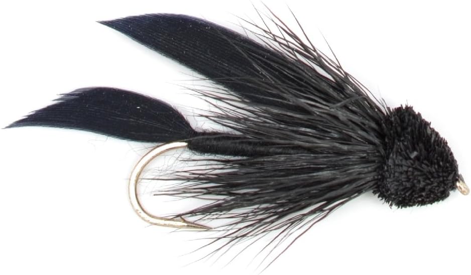 The Fly Fishing Place Trout Wet Flies Black Muddler Minnow Fly Fishing Flies - Classic Streamers - Set of 4 Flies Hook Size 4