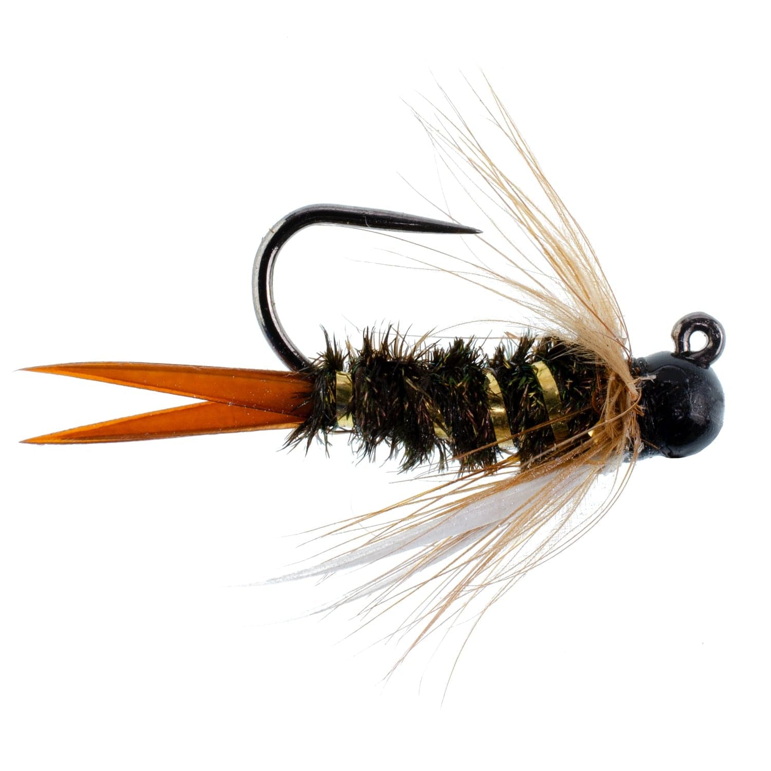 The Fly Fishing Place Trout Wet Flies Black Tungsten Bead Prince Jig Tactical Czech Nymph Euro Nymphing Fly - 6 Flies Size 12