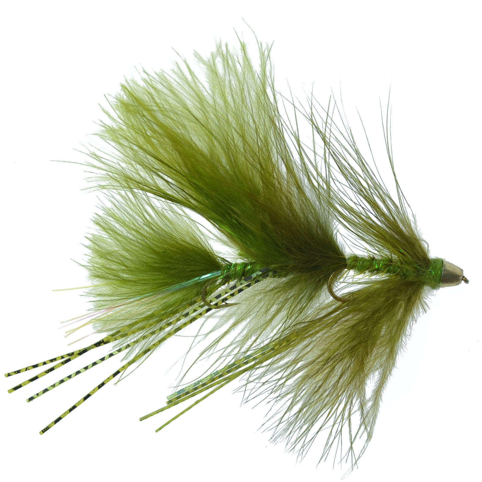 The Fly Fishing Place Trout Wet Flies Circus Peanut Envy Streamer Olive - Size 6 - Articulated Fishing Flies - Set of 3