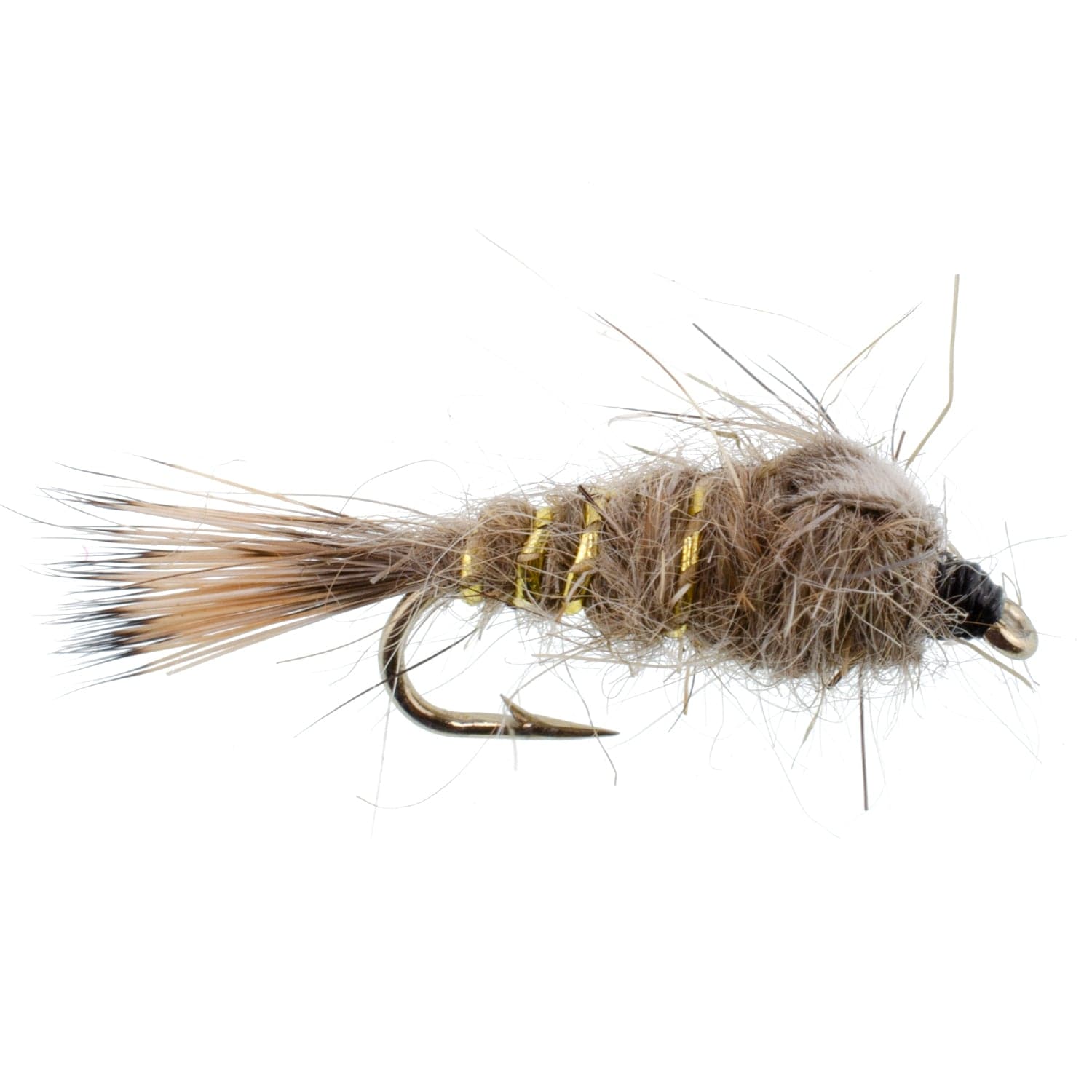 The Fly Fishing Place Trout Wet Flies Classic Weighted Gold Ribbed Hares Ear Nymph - Set of 6 Flies - Size 18