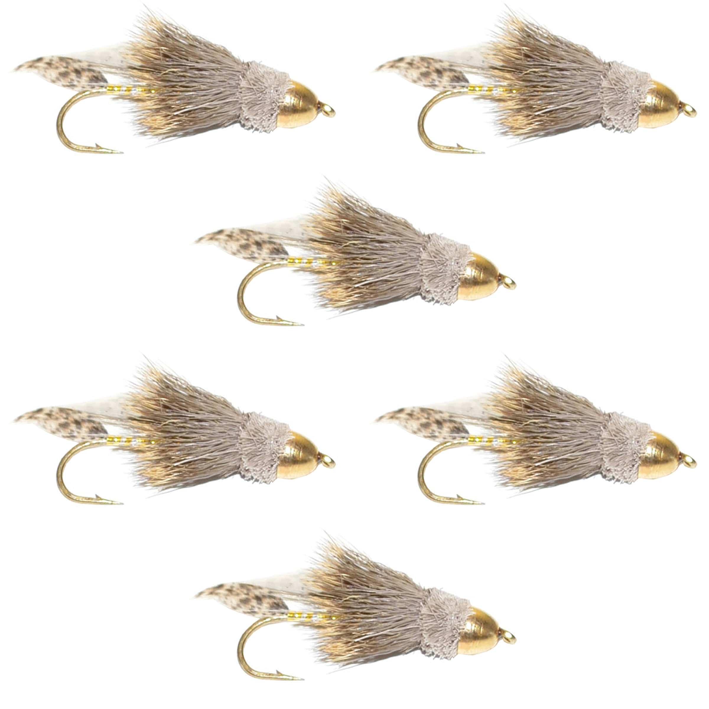 The Fly Fishing Place Trout Wet Flies Cone Head Muddler Minnow Trout and Bass Streamer Fly - 6 Flies Hook Size 2