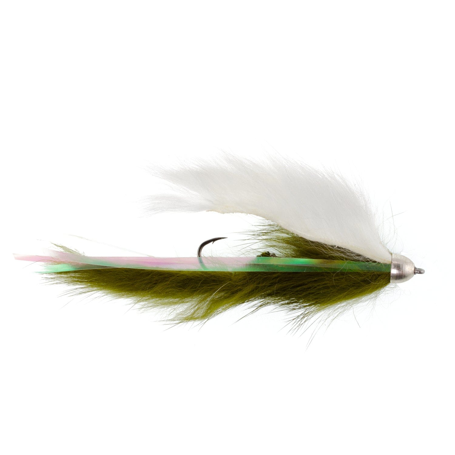 The Fly Fishing Place Trout Wet Flies Dolly Llama Stinger Streamer Flies - 3 Olive and White Steelhead Trout Alaska Fly Fishing Flies - Hook Size 4