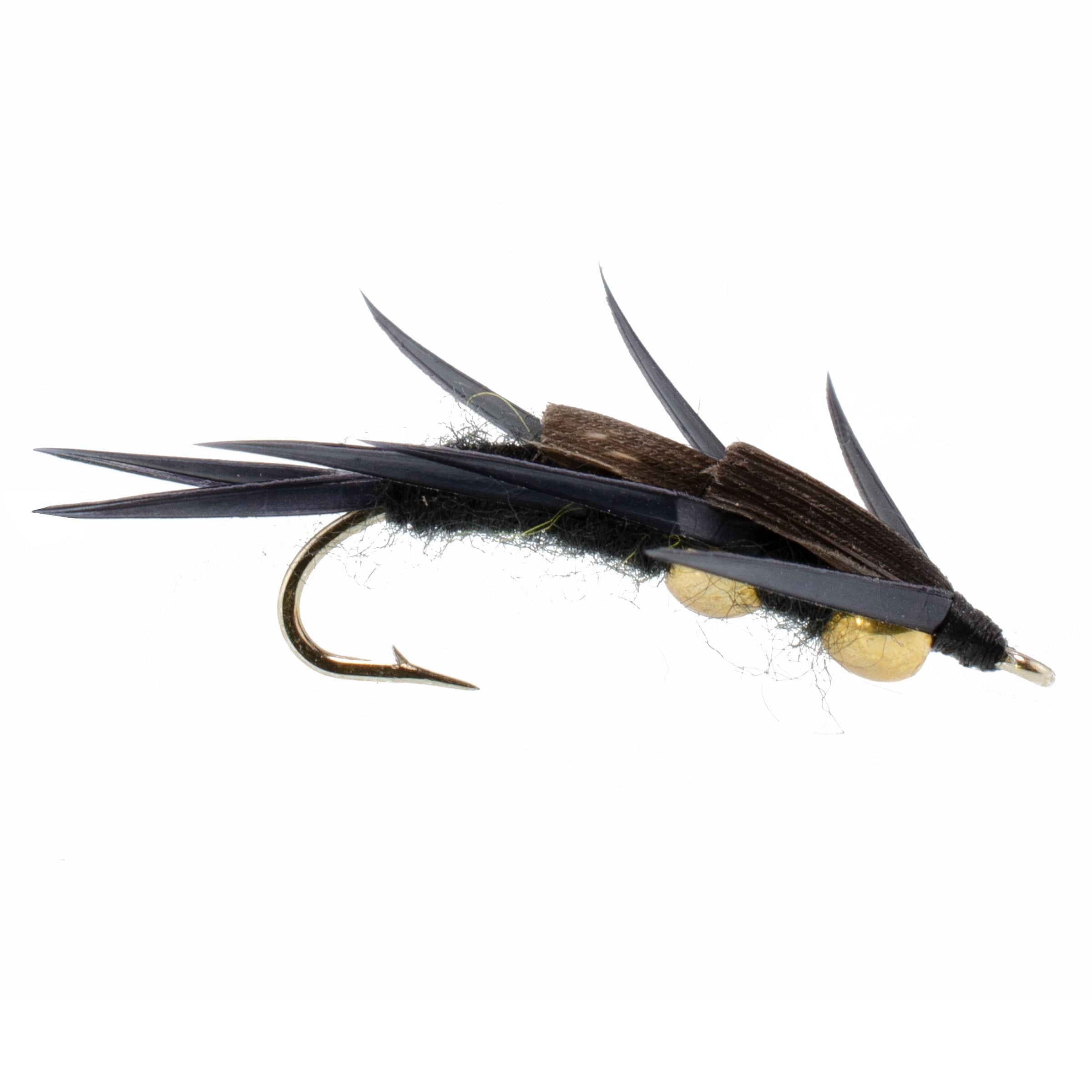 The Fly Fishing Place Trout Wet Flies Double Bead Black Stone Fly with Black Biot Legs - Stonefly Wet Fly - 1 Dozen Flies Hook Size 8