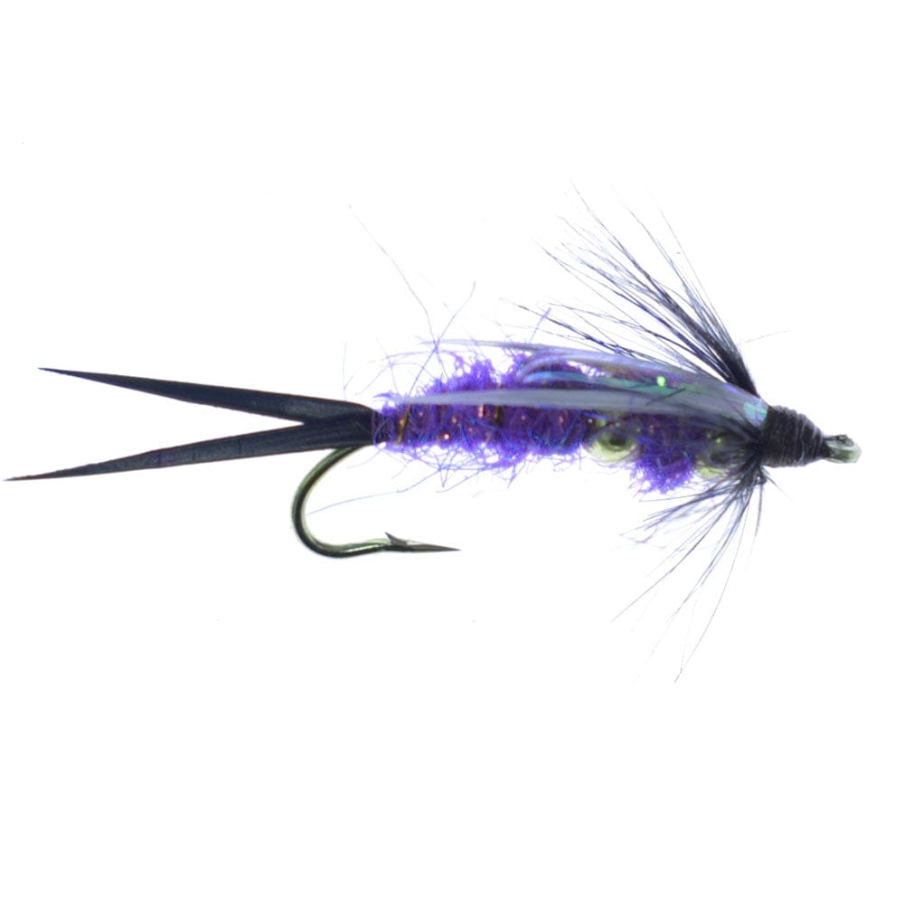 The Fly Fishing Place Trout Wet Flies Double Bead Purple Psycho Prince Nymph Fly Fishing Flies - 1 Dozen Flies Hook Size 10