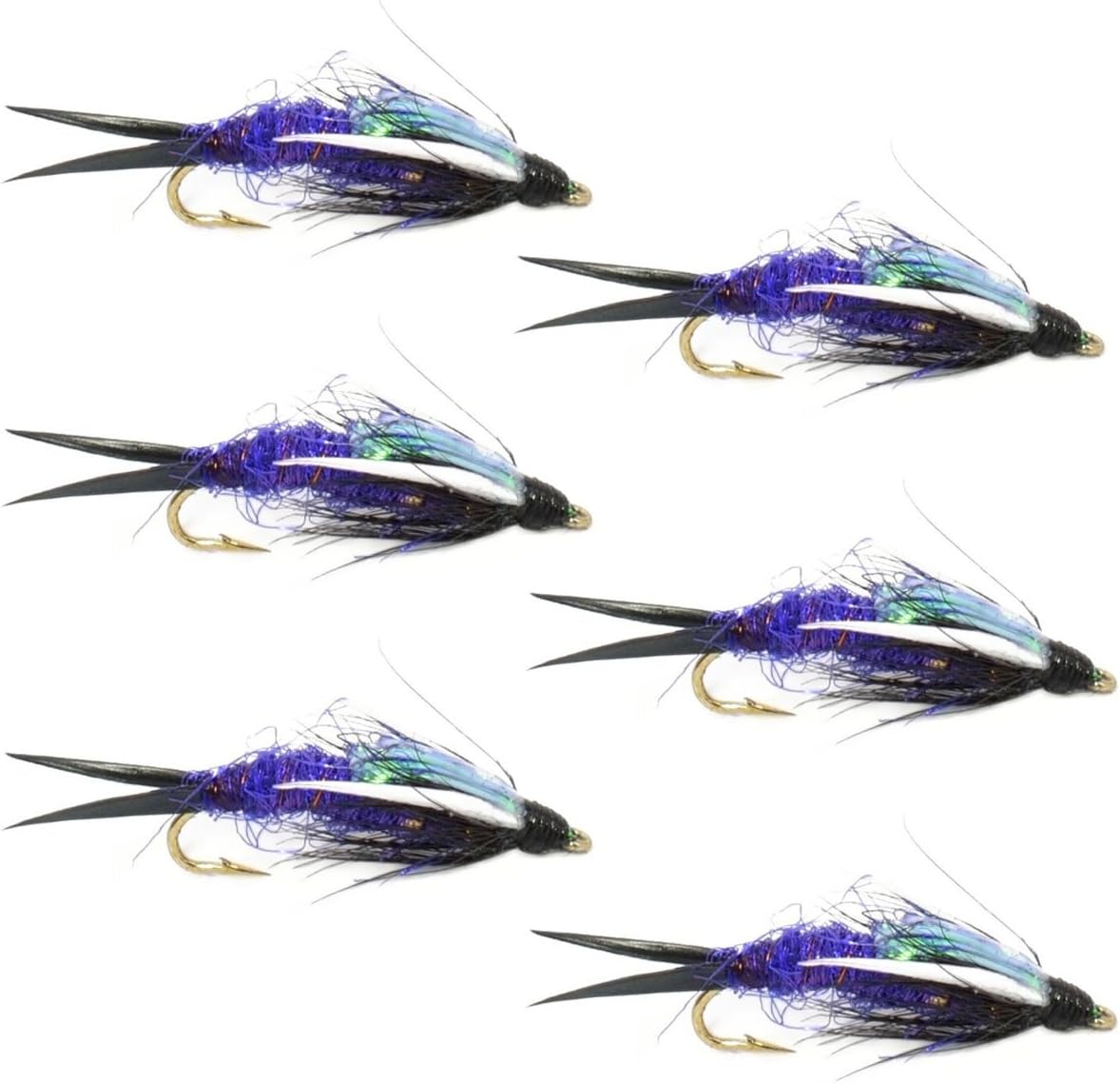 The Fly Fishing Place Trout Wet Flies Double Bead Purple Psycho Prince Nymph Fly Fishing Flies - 6 Flies Hook Size 8