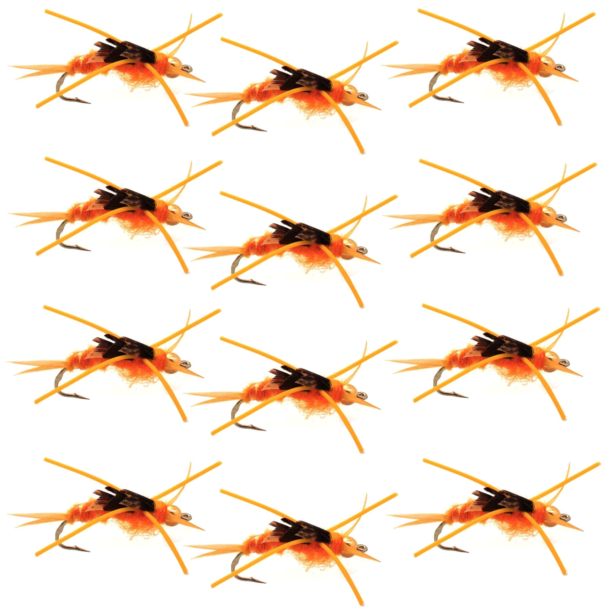 The Fly Fishing Place Trout Wet Flies Gold Bead Kaufmann's Golden Stone Fly Nymph Rubber Legs - 1 Dozen Flies Hook Size 10