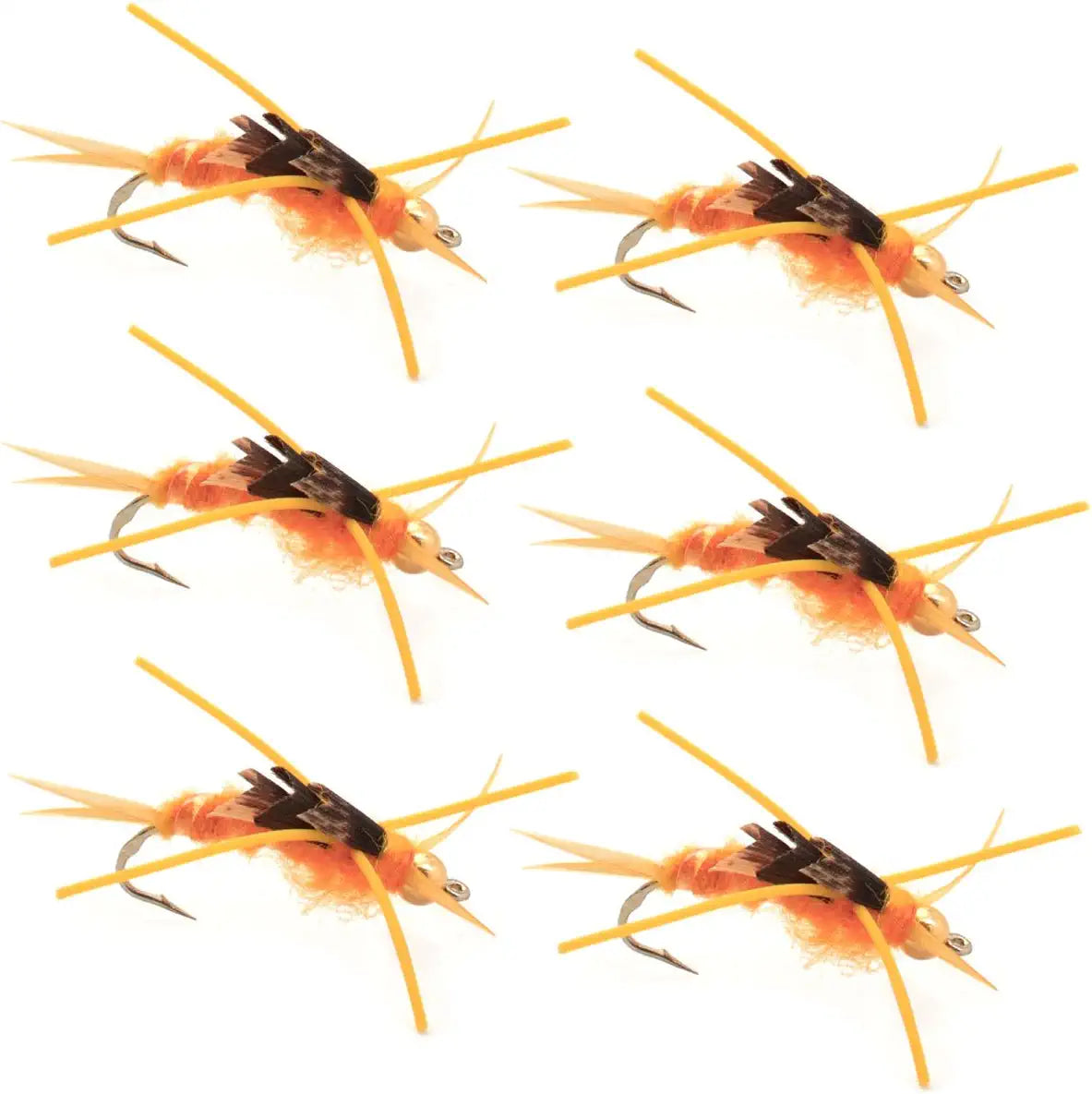 The Fly Fishing Place Trout Wet Flies Gold Bead Kaufmann's Golden Stone Fly with Rubber Legs - Stonefly Wet Fly - 6 Flies Hook Size 8
