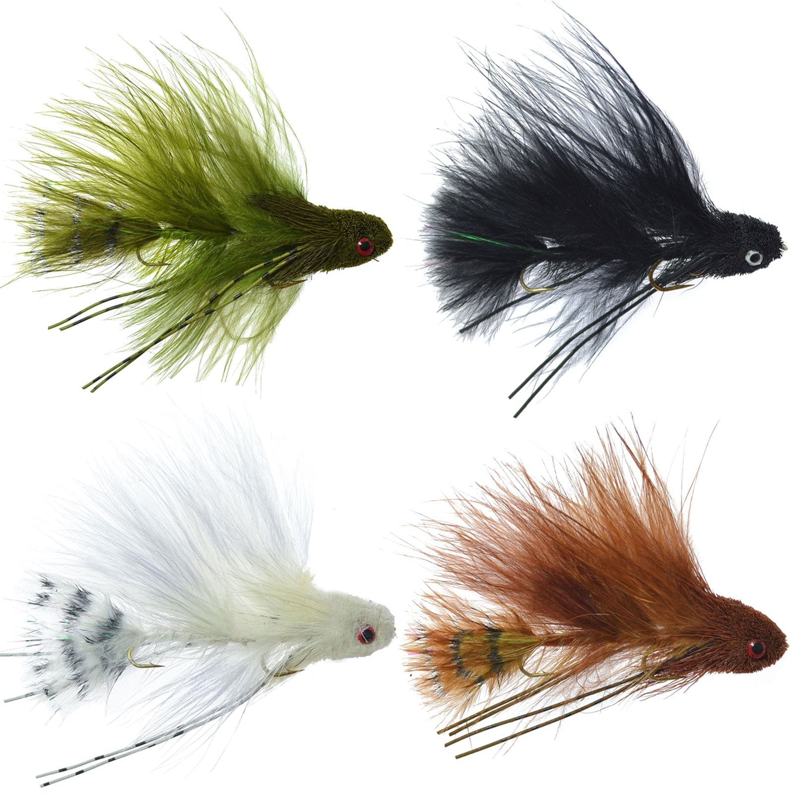 The Fly Fishing Place Trout Wet Flies Mini Sex Dungeon Streamer Sampler - 4 Colors - Size 6 - Articulated Trout Bass Steelhead Salmon and Bass Fly Fishing Flies