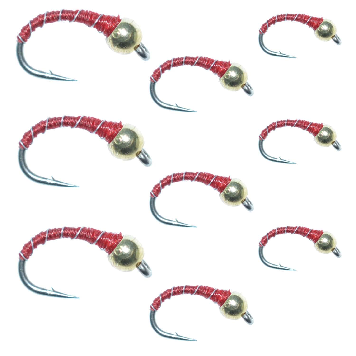 The Fly Fishing Place Trout Wet Flies Red Zebra Midge Assortment 3 Each of 3 Sizes 14, 16, 18 - Tailwater Fly Fishing Flies Collection