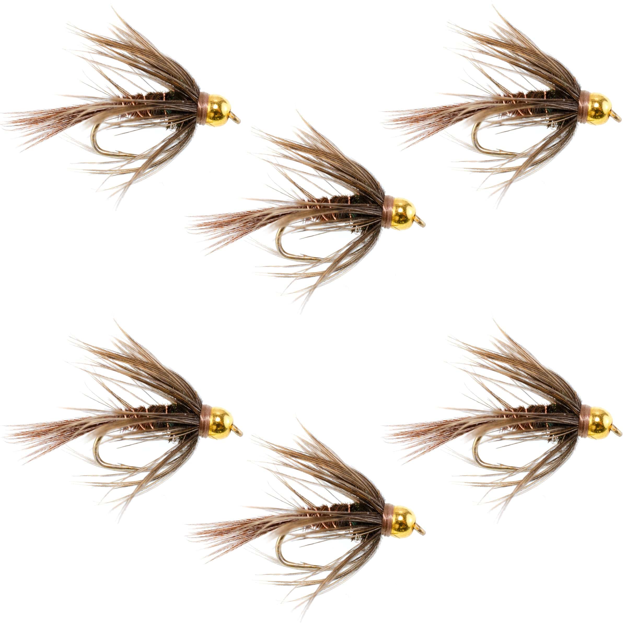 The Fly Fishing Place Trout Wet Flies Soft Hackle Bead Head Pheasant Tail Nymph Fly - 6 Flies Size 12