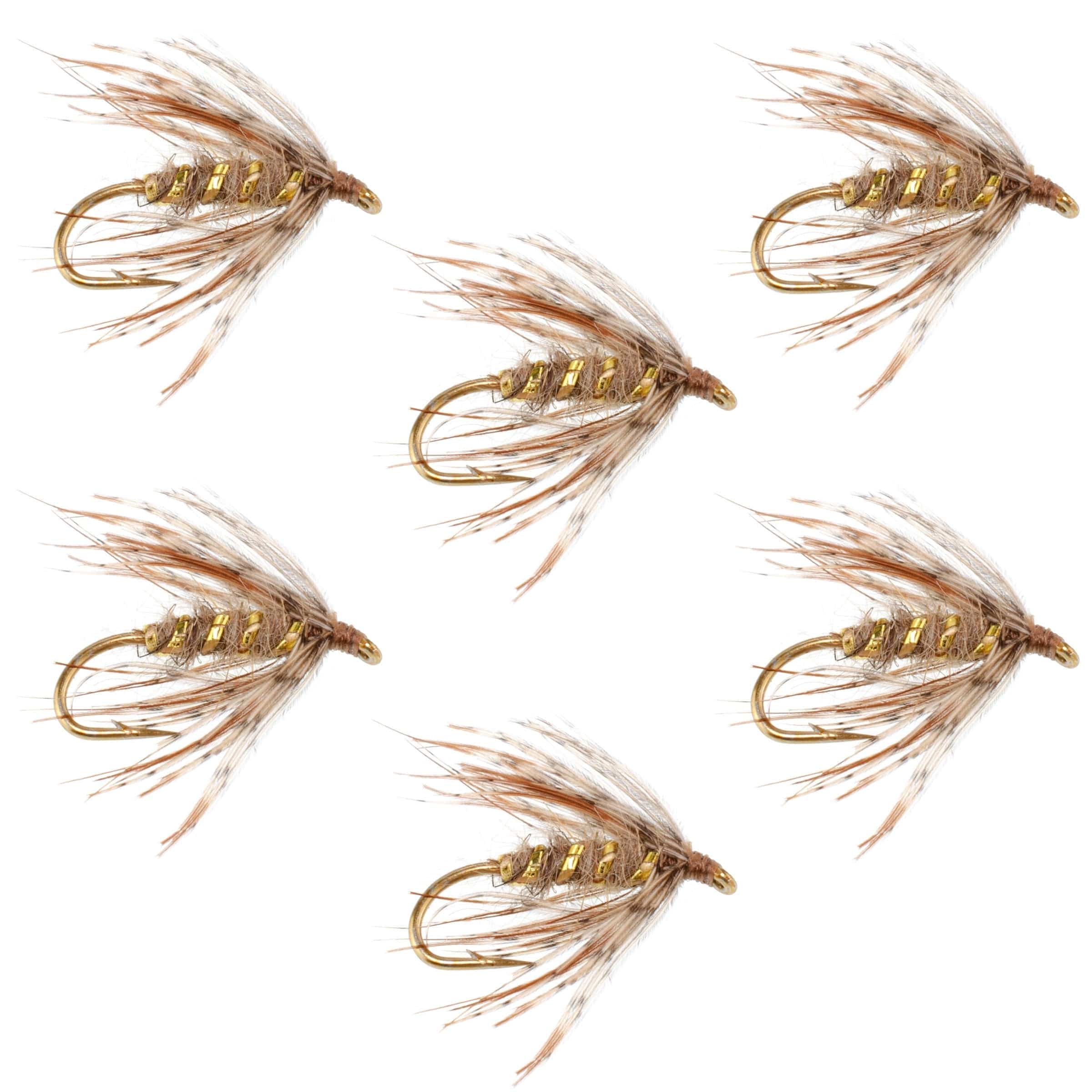 The Fly Fishing Place Trout Wet Flies Soft Hackle March Brown Partridge Fly Fishing Wet Flies - 6 Flies Hook Size 14
