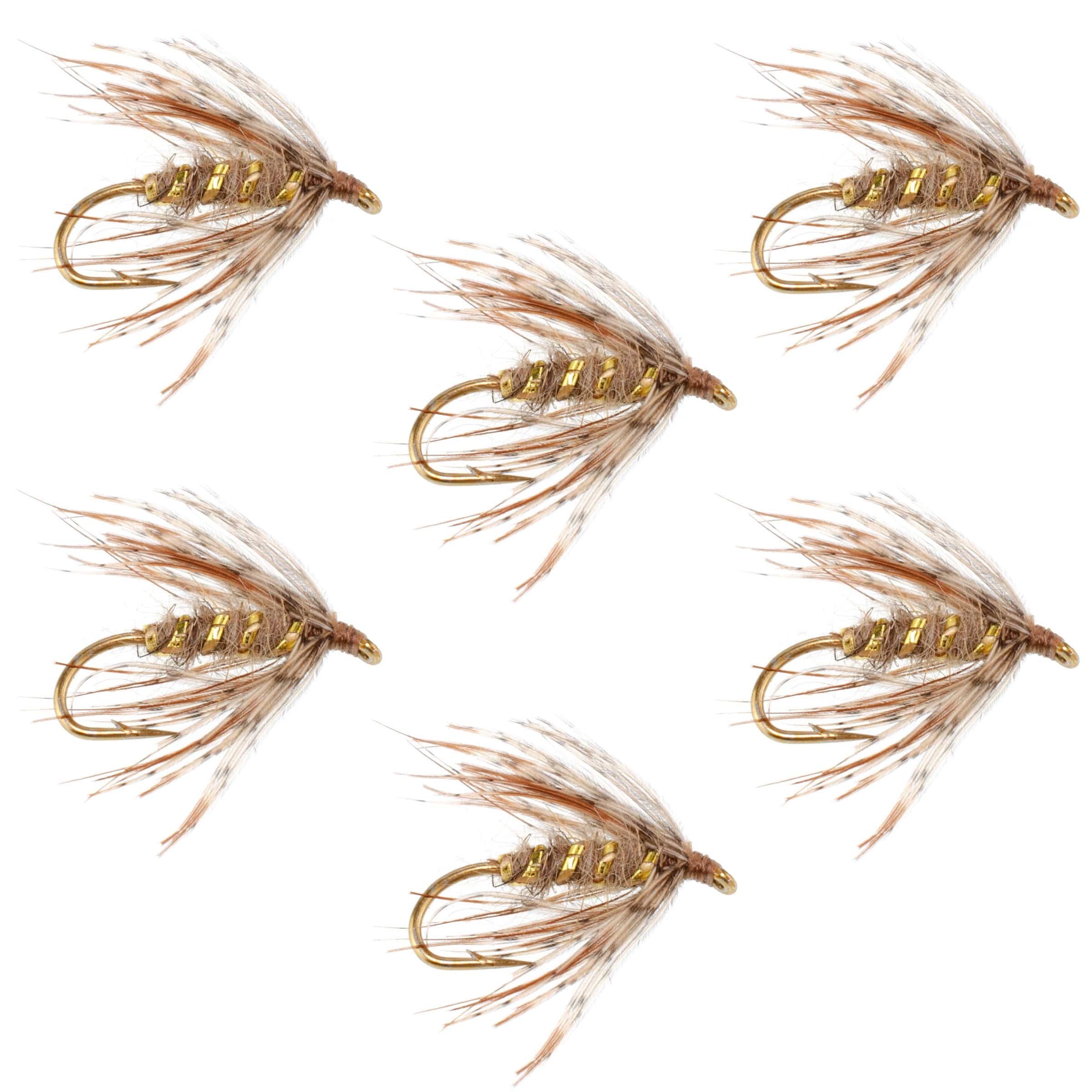 The Fly Fishing Place Trout Wet Flies Soft Hackle March Brown Partridge Fly Fishing Wet Flies - 6 Flies Hook Size 16