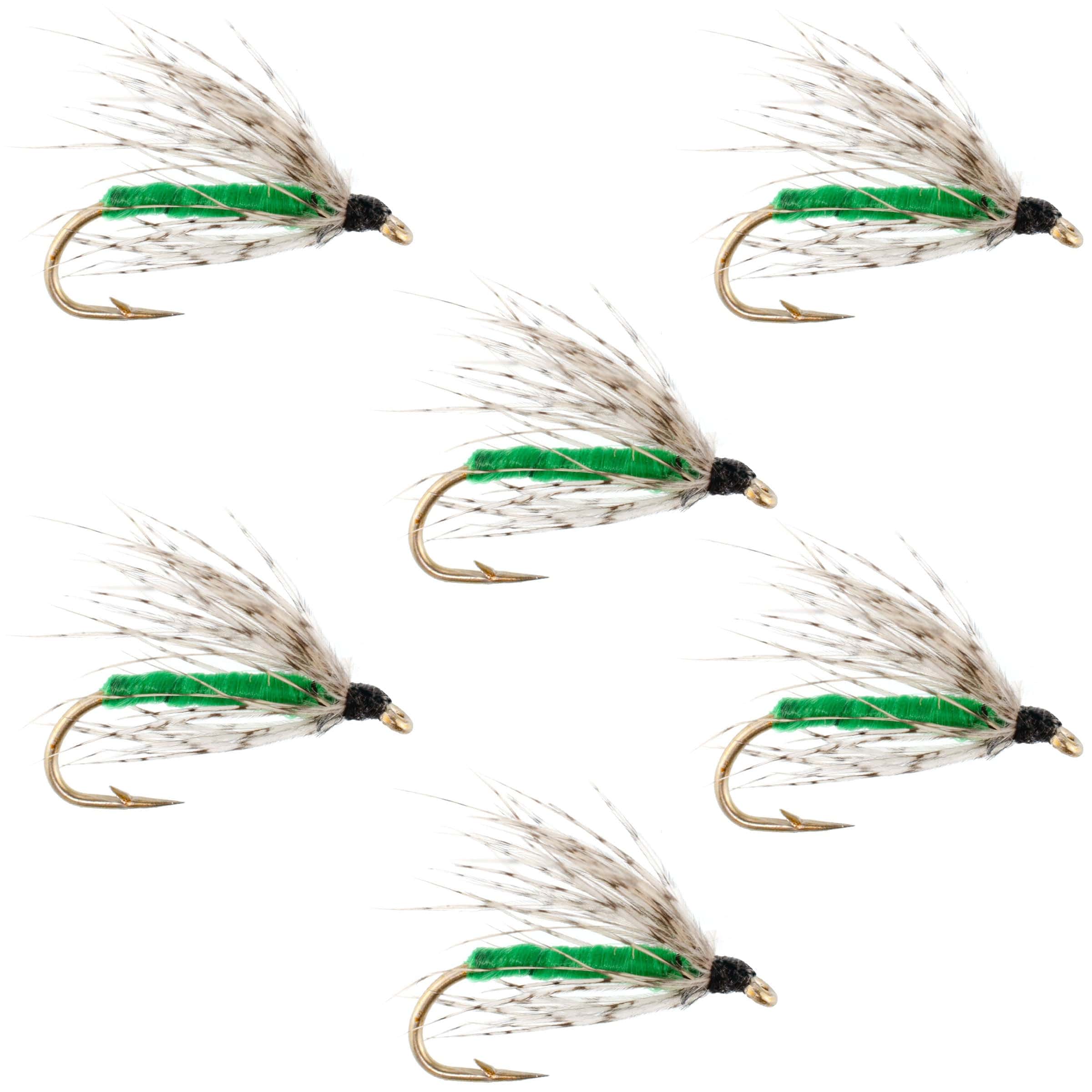 The Fly Fishing Place Trout Wet Flies Soft Hackle Partridge and Green Fly Fishing Wet Flies - 6 Flies Hook Size 16