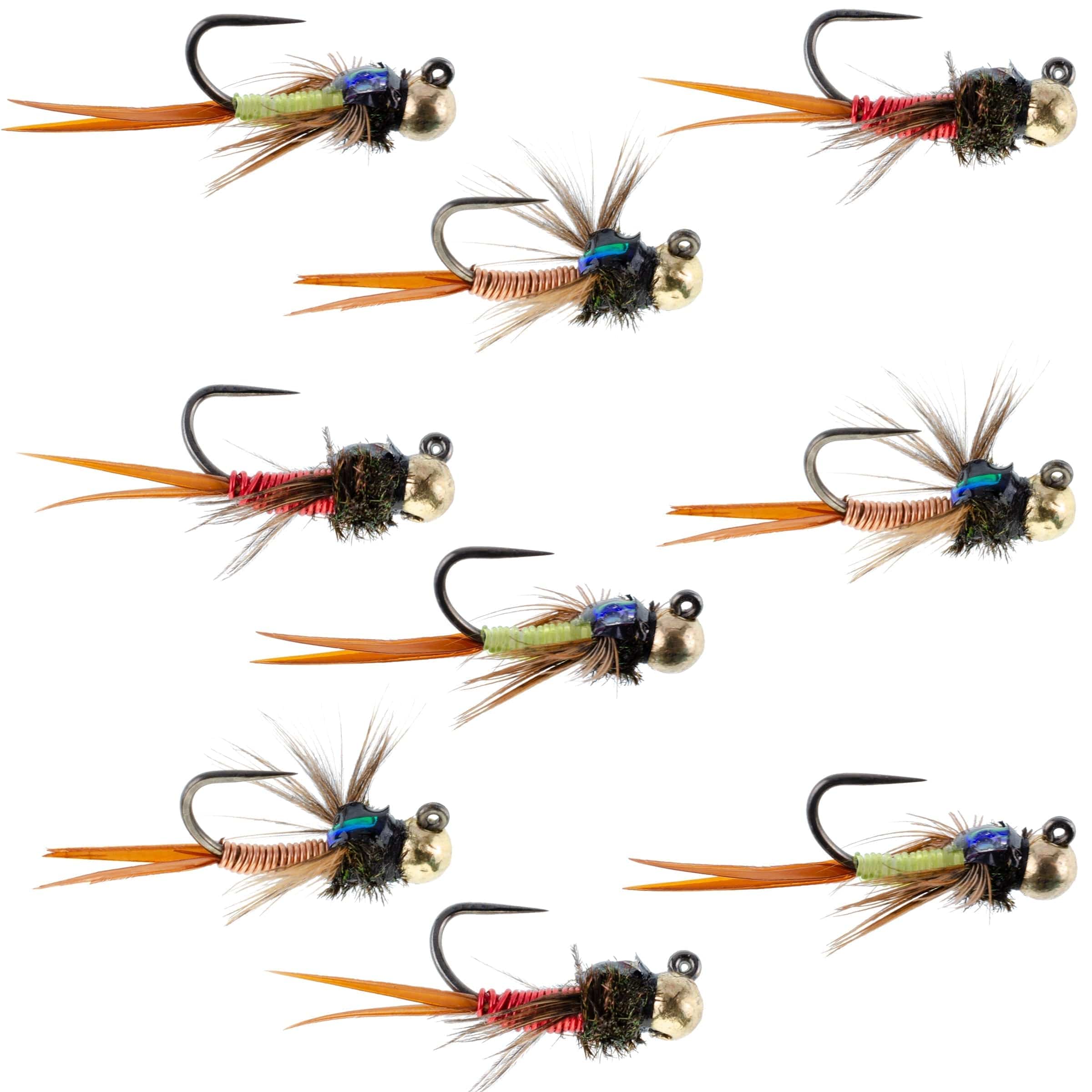 The Fly Fishing Place Trout Wet Flies Tactical Tungsten Bead Head Copper John Euro Nymph Assortment Fly Fishing Flies - Collection of 9 Flies 3 Colors Hook Size 12