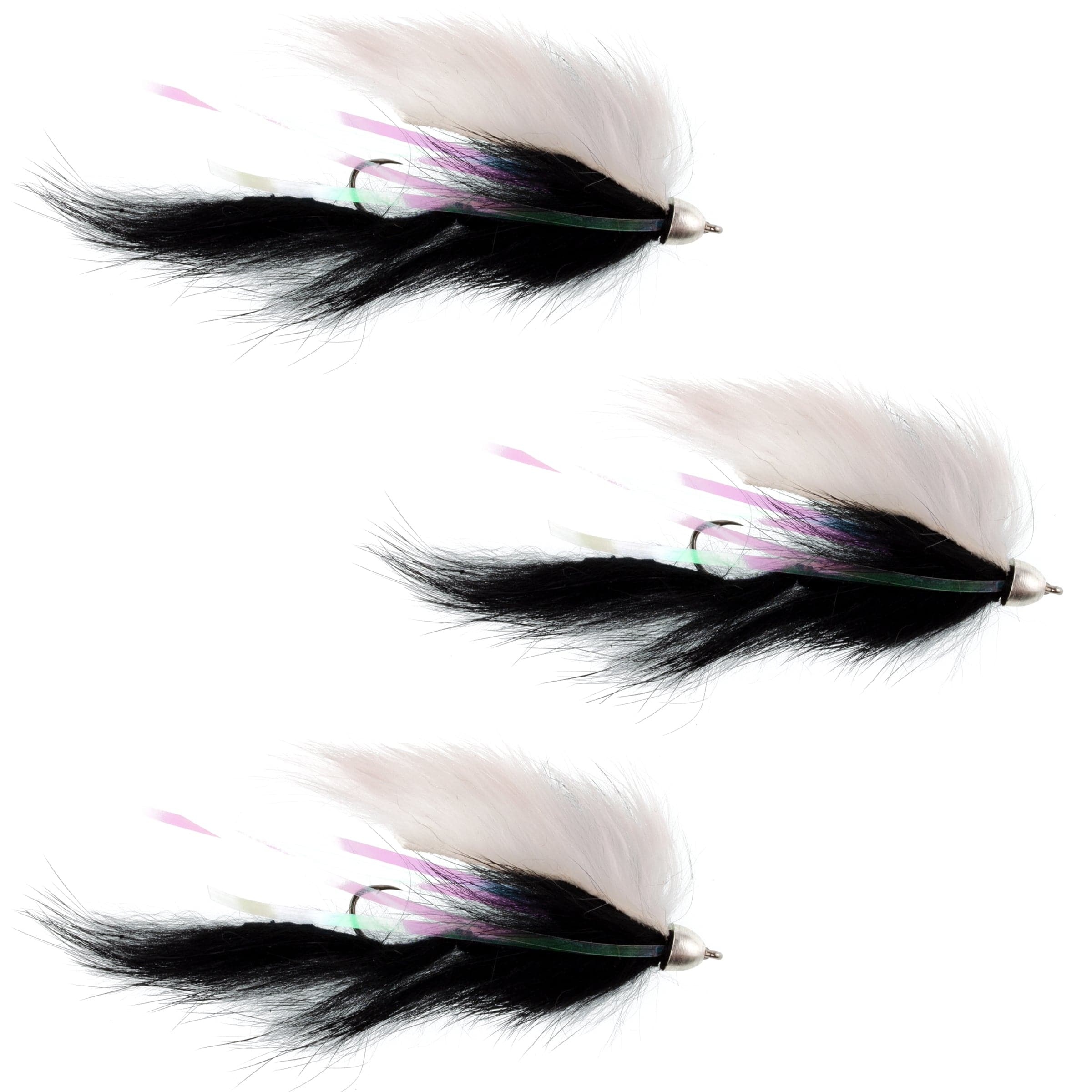 The Fly Fishing Place Trout Wet Flies The Fly Fishing Place Dolly Llama Stinger Streamer Flies - 3 Black and White Salmon Steelhead Trout Alaska Fly Fishing Flies - Hook Size 4