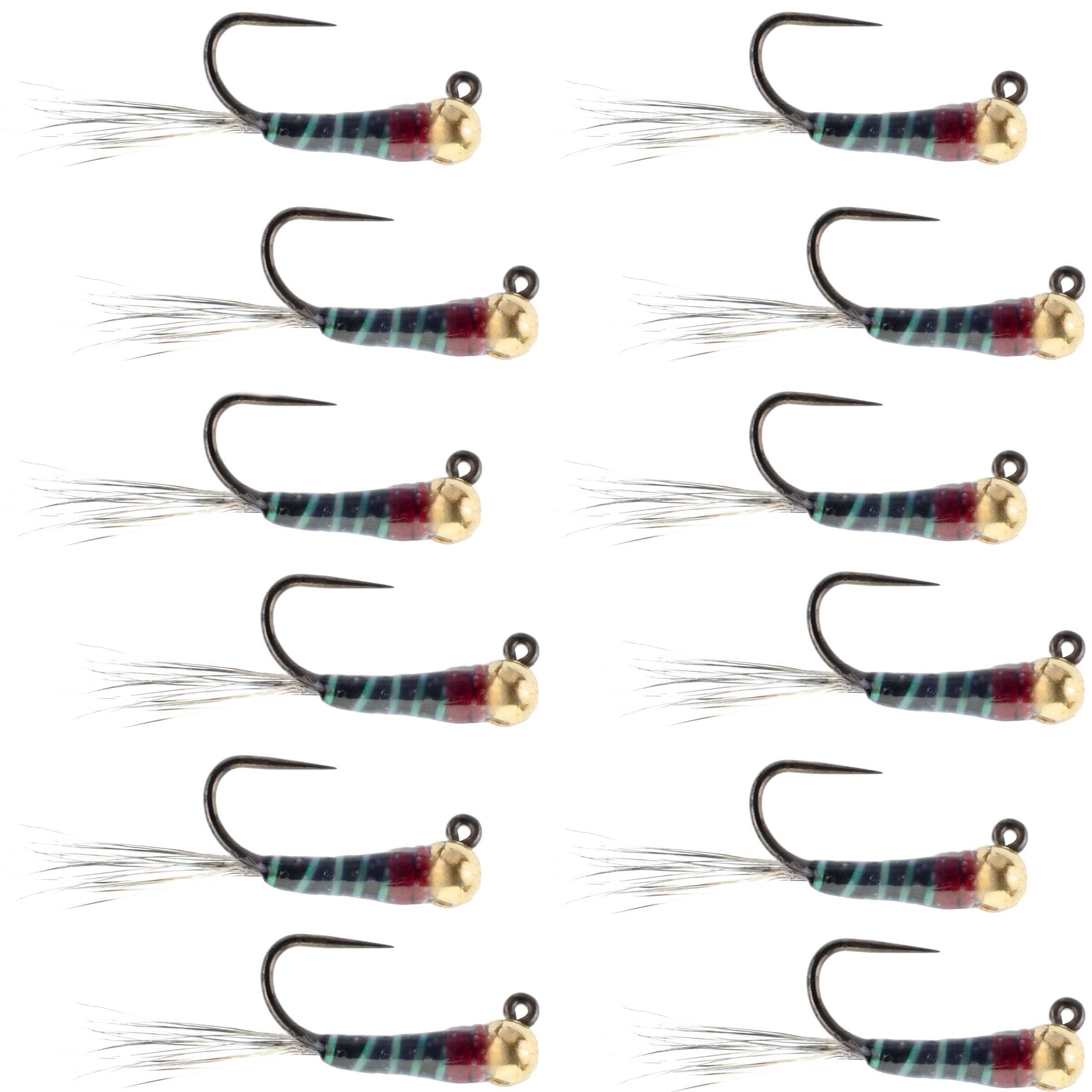 The Fly Fishing Place Trout Wet Flies Tungsten Bead Black Perdigon Tactical Jig Czech Euro Nymph Spanish Nymphing Fly - 1 Dozen Flies Size 14